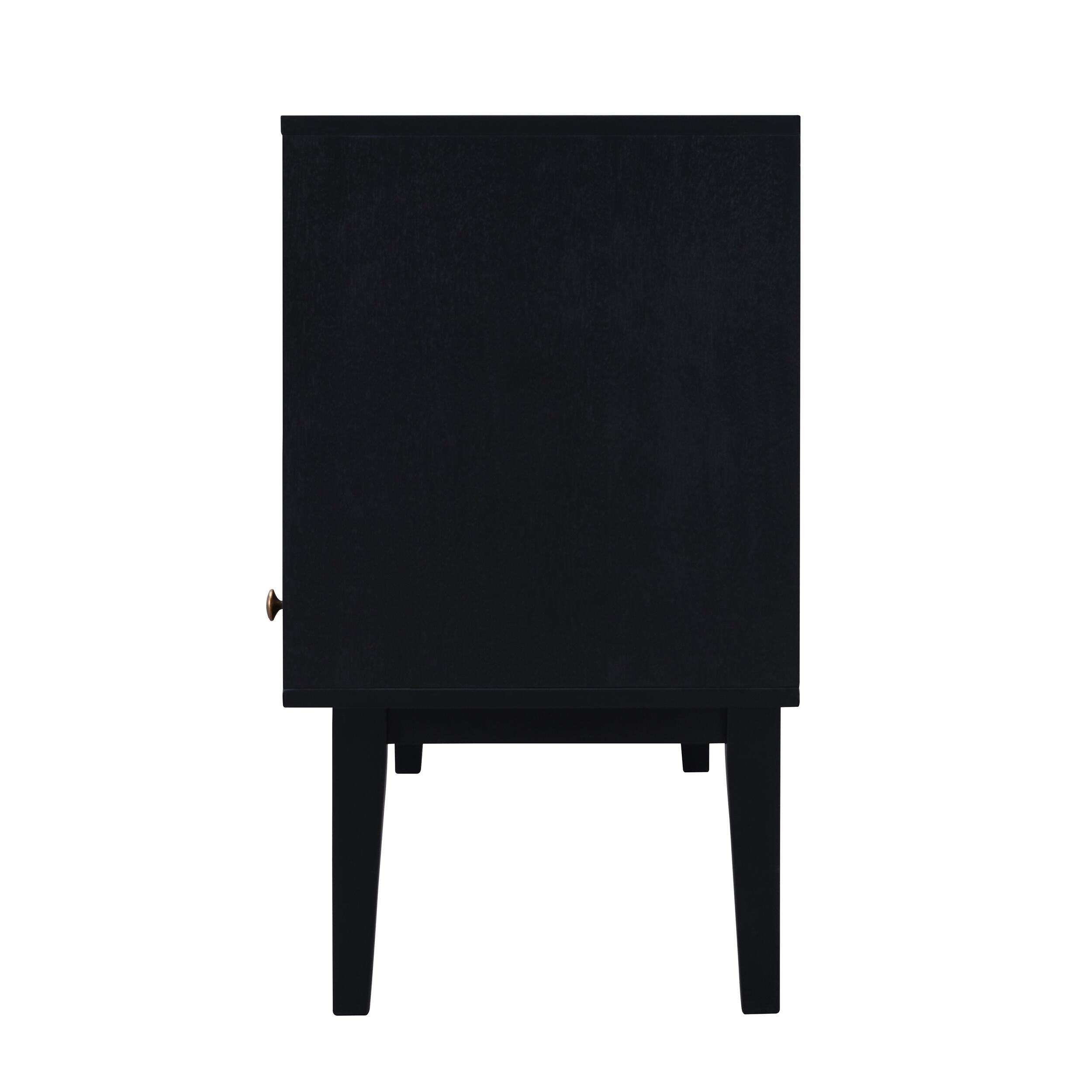 Southern Enterprises Simms Midcentury Modern Media Console, Black, large