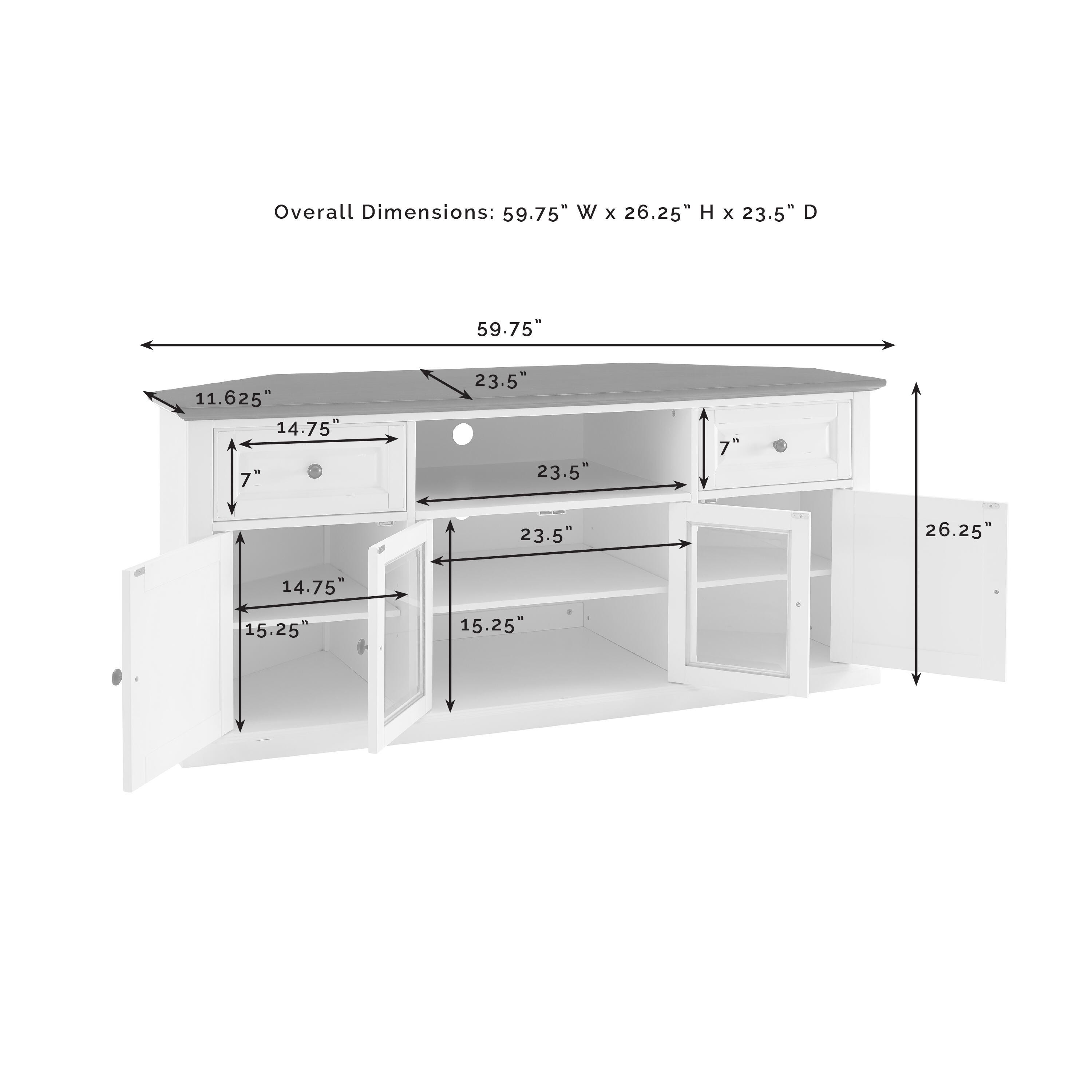 Crosley 60" Corner Tv Stand, White, large