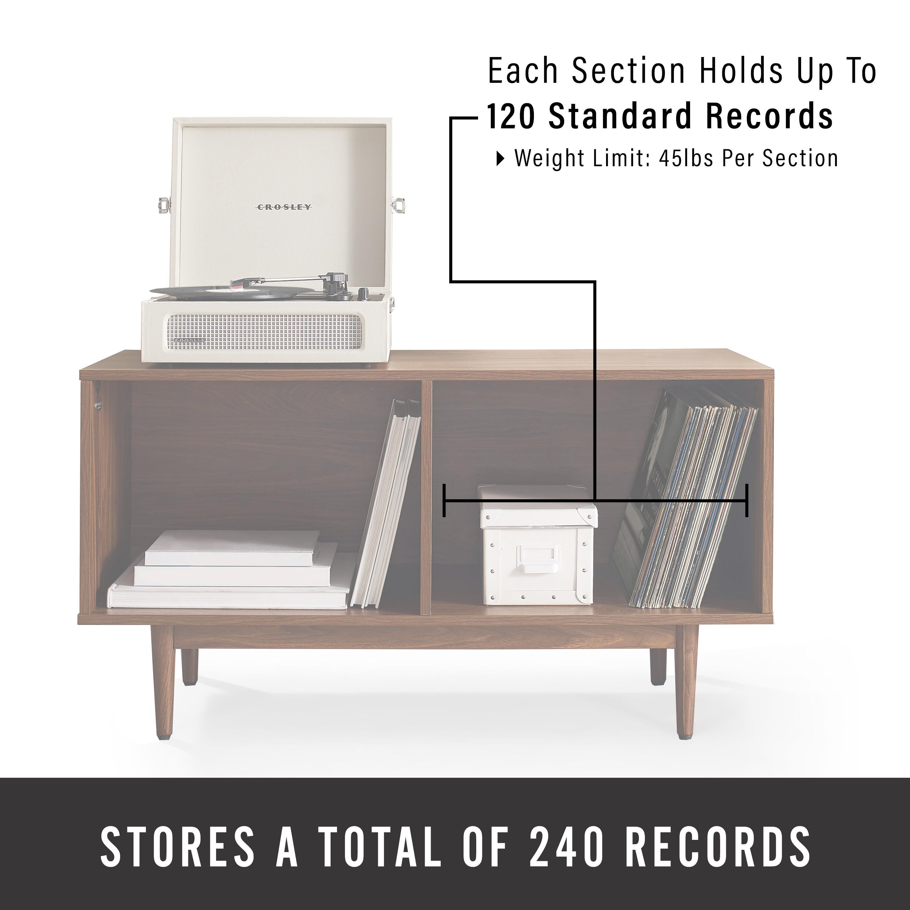 Crosley Liam Medium Record Storage Console Cabinet, , large