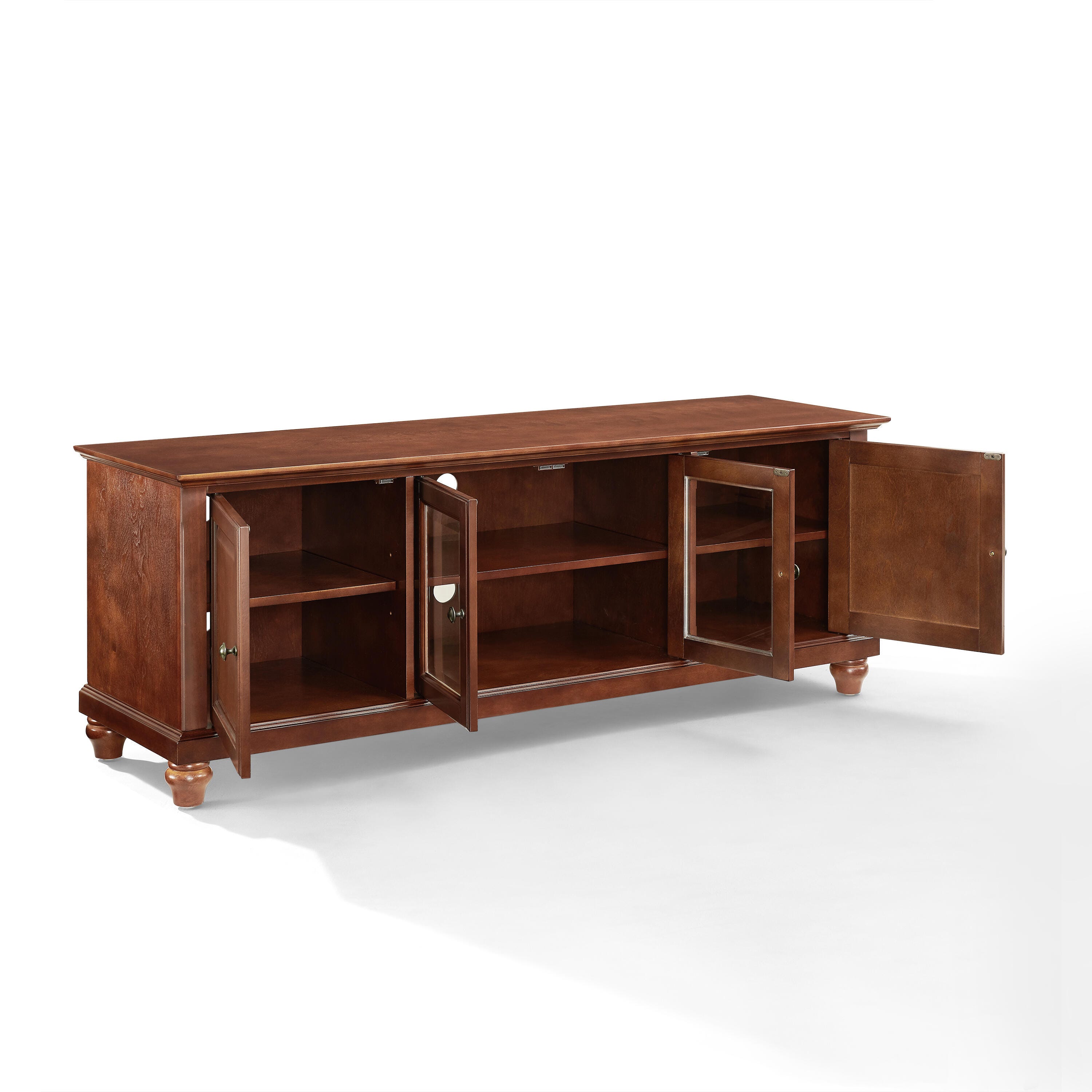 Crosley Cambridge 60" Low Profile Tv Stand, Dark Brown, large