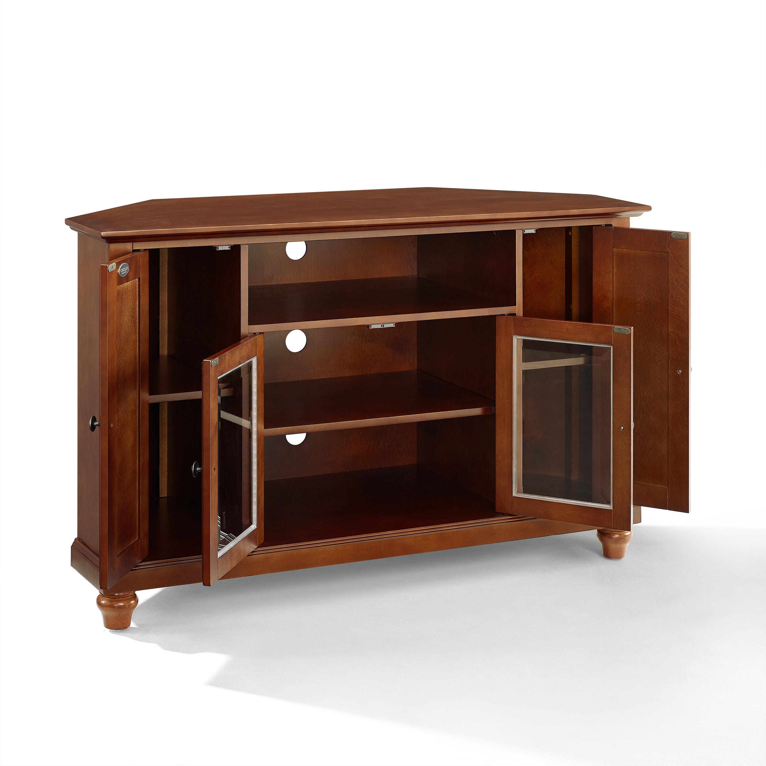 Crosley Cambridge 48" Corner Tv Stand, Dark Brown, large