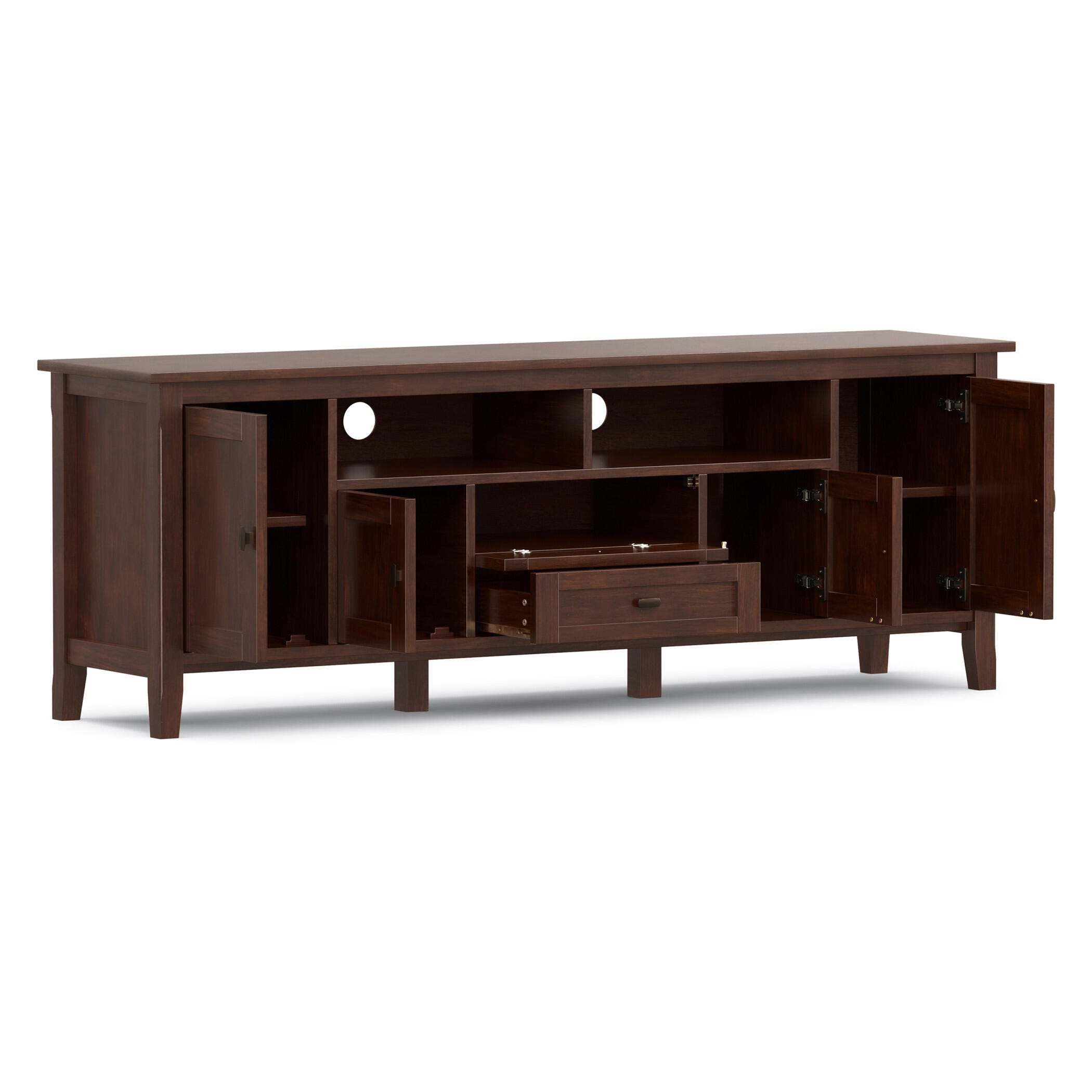 Solid Wood 72" Rustic TV Stand, Brown, large