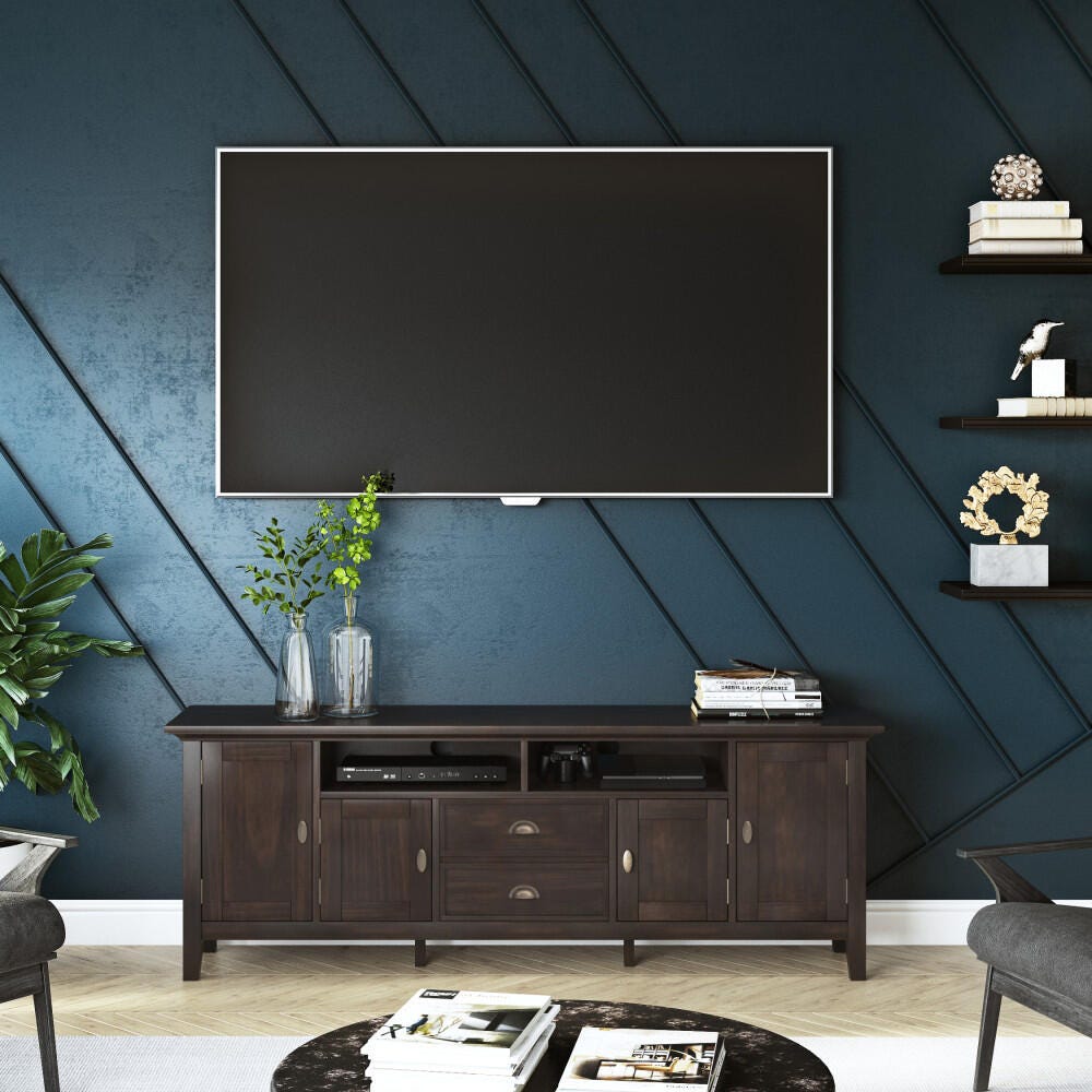Redmond Solid Wood 72" Rustic TV Stand, Brown, rollover