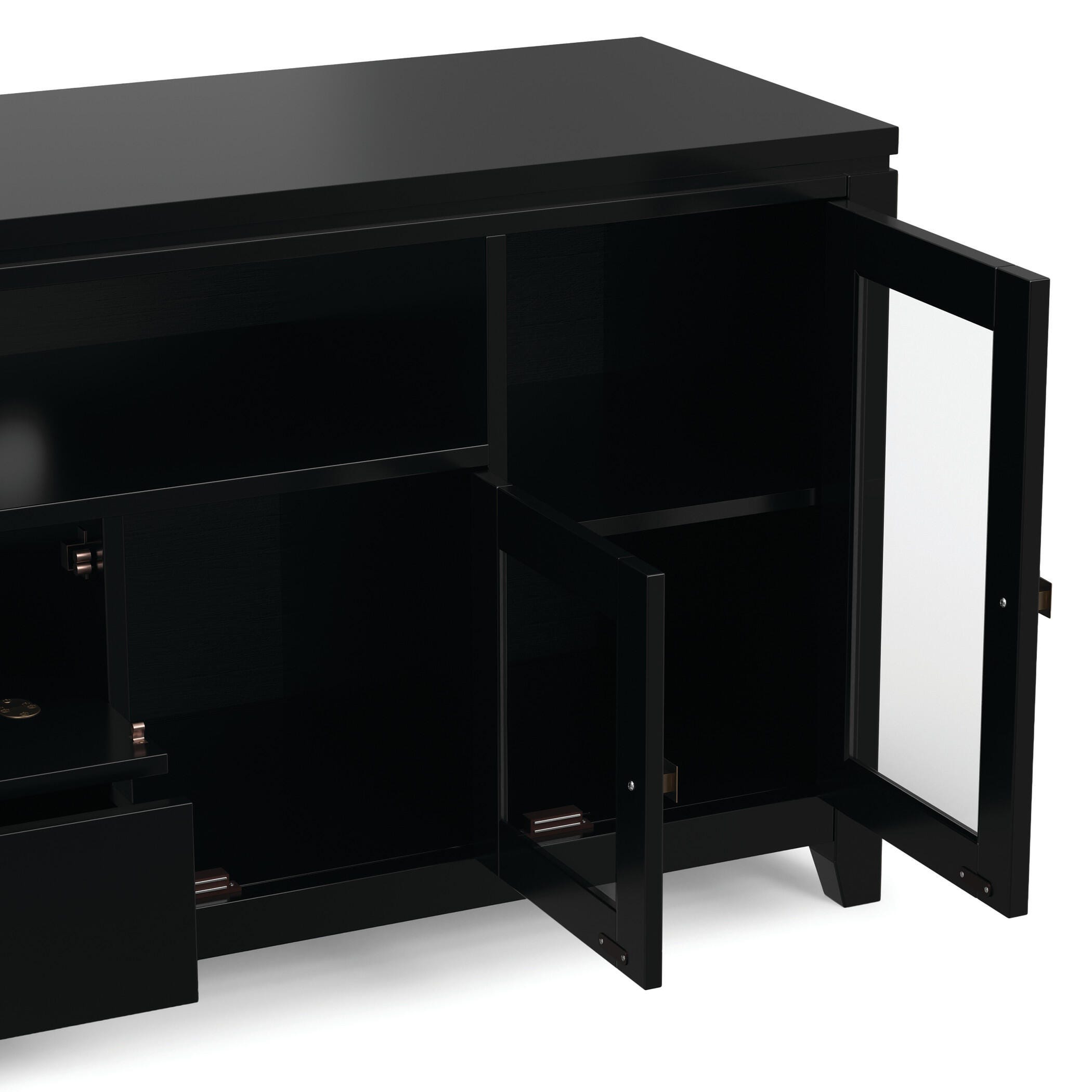 Cosmopolitan Solid Wood 72" Contemporary TV Stand, Black, large
