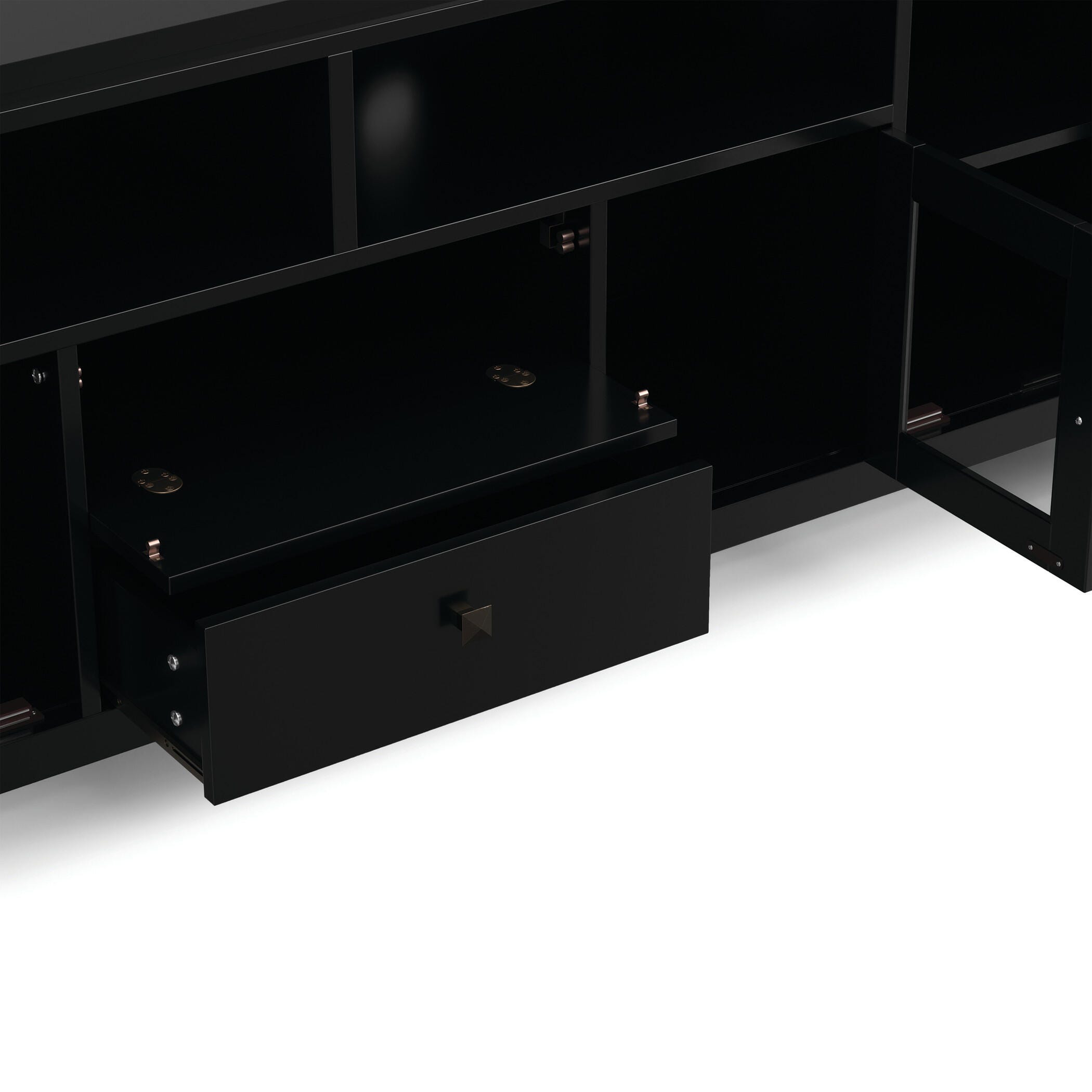 Cosmopolitan Solid Wood 72" Contemporary TV Stand, Black, large