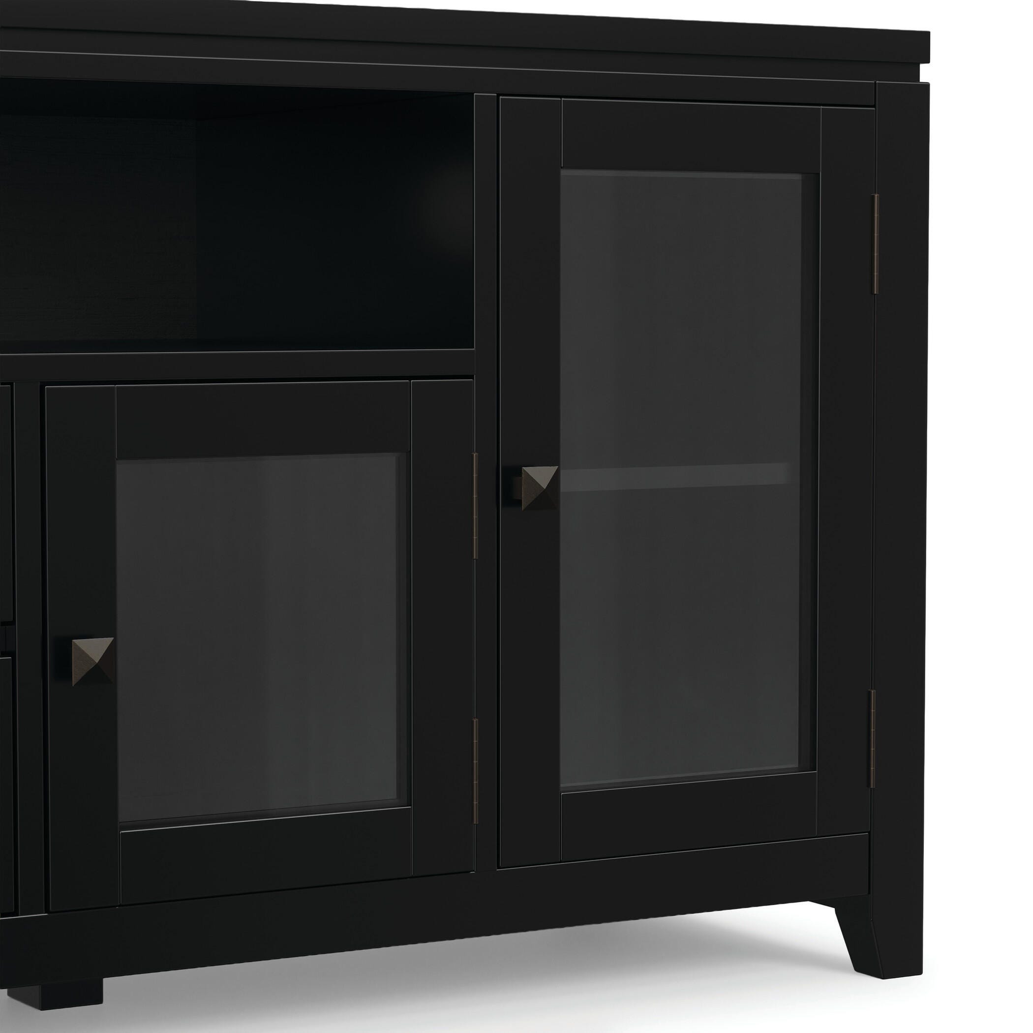 Cosmopolitan Solid Wood 72" Contemporary TV Stand, Black, large