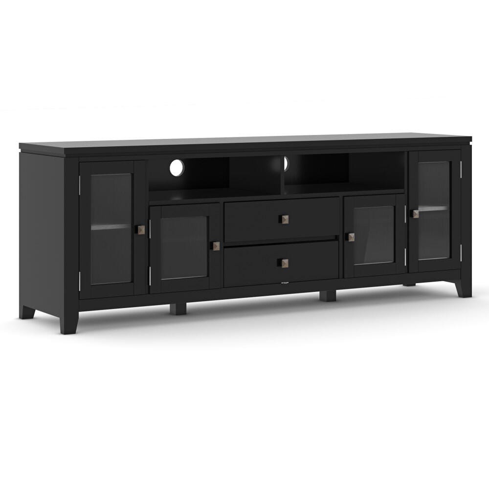 Cosmopolitan Solid Wood 72" Contemporary TV Stand, Black, large