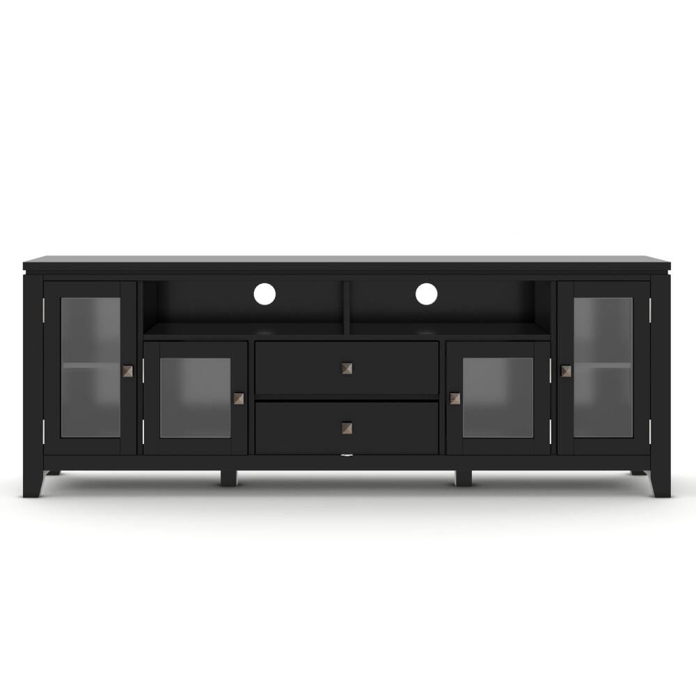 Cosmopolitan Solid Wood 72" Contemporary TV Stand, Black, large