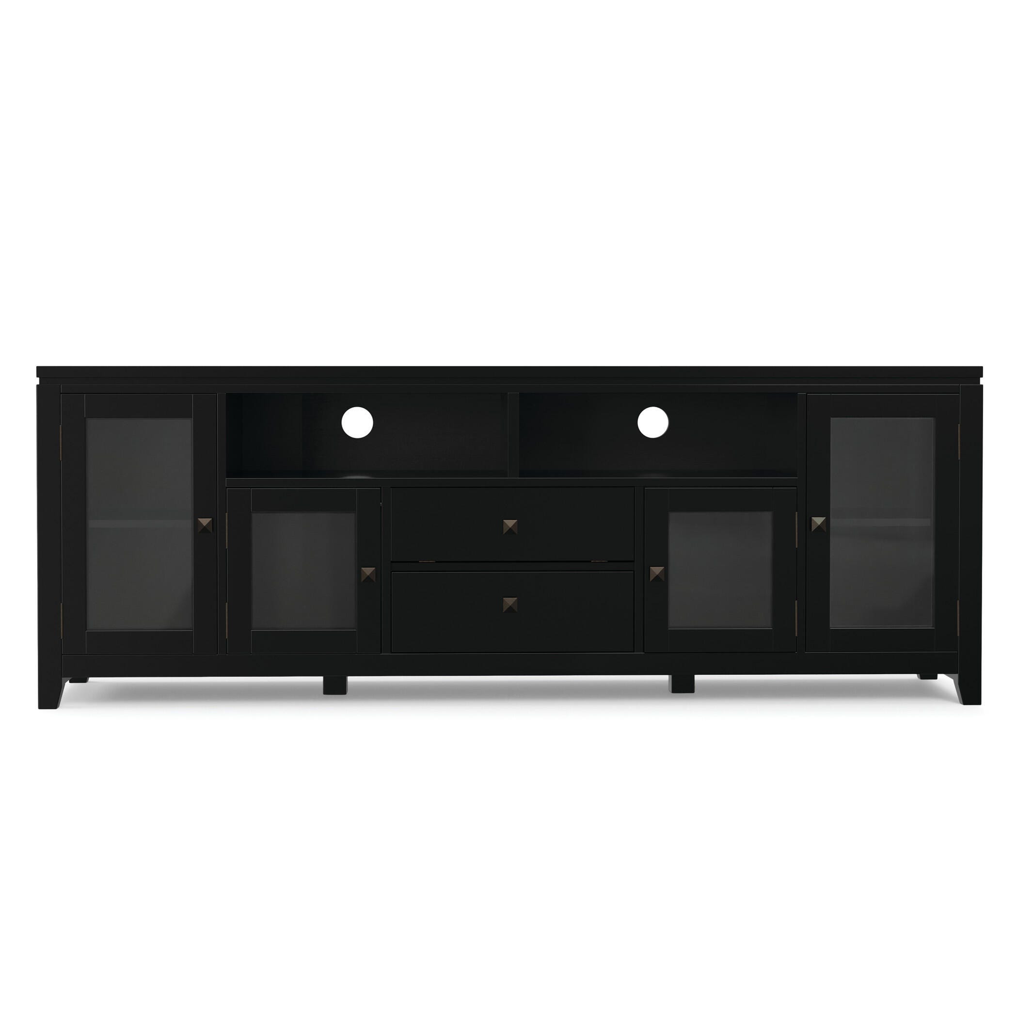 Cosmopolitan Solid Wood 72" Contemporary TV Stand, Black, large