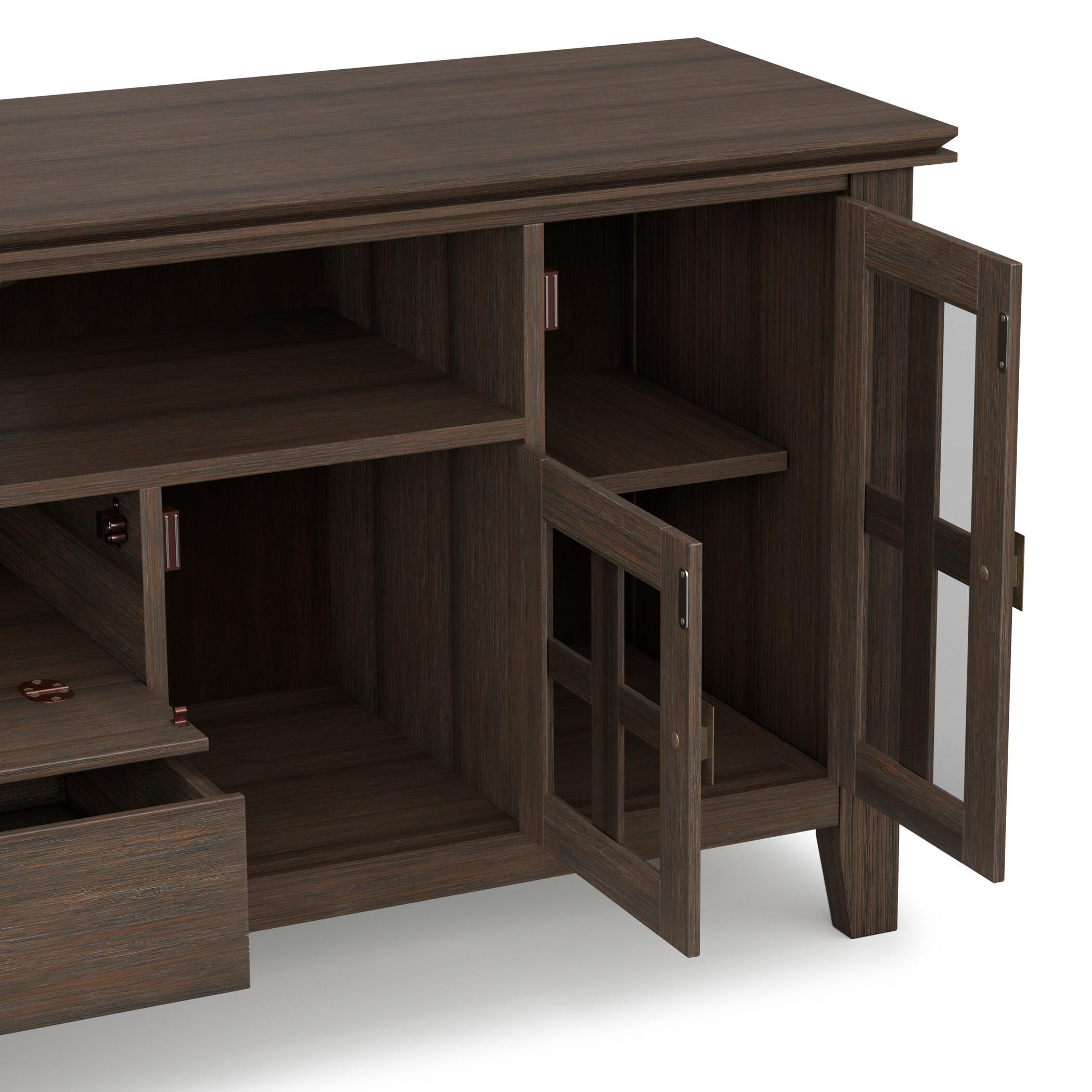 Artisan Solid Wood 72" Contemporary TV Stand, Brown, large