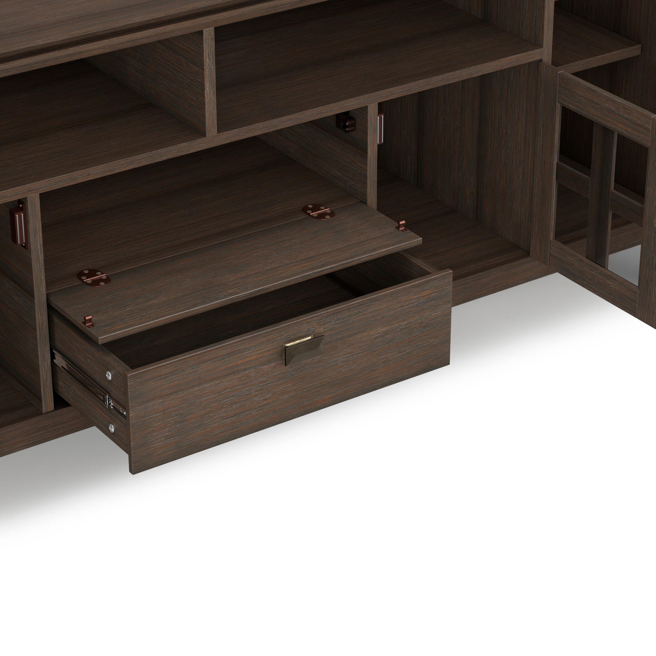 Artisan Solid Wood 72" Contemporary TV Stand, Brown, large