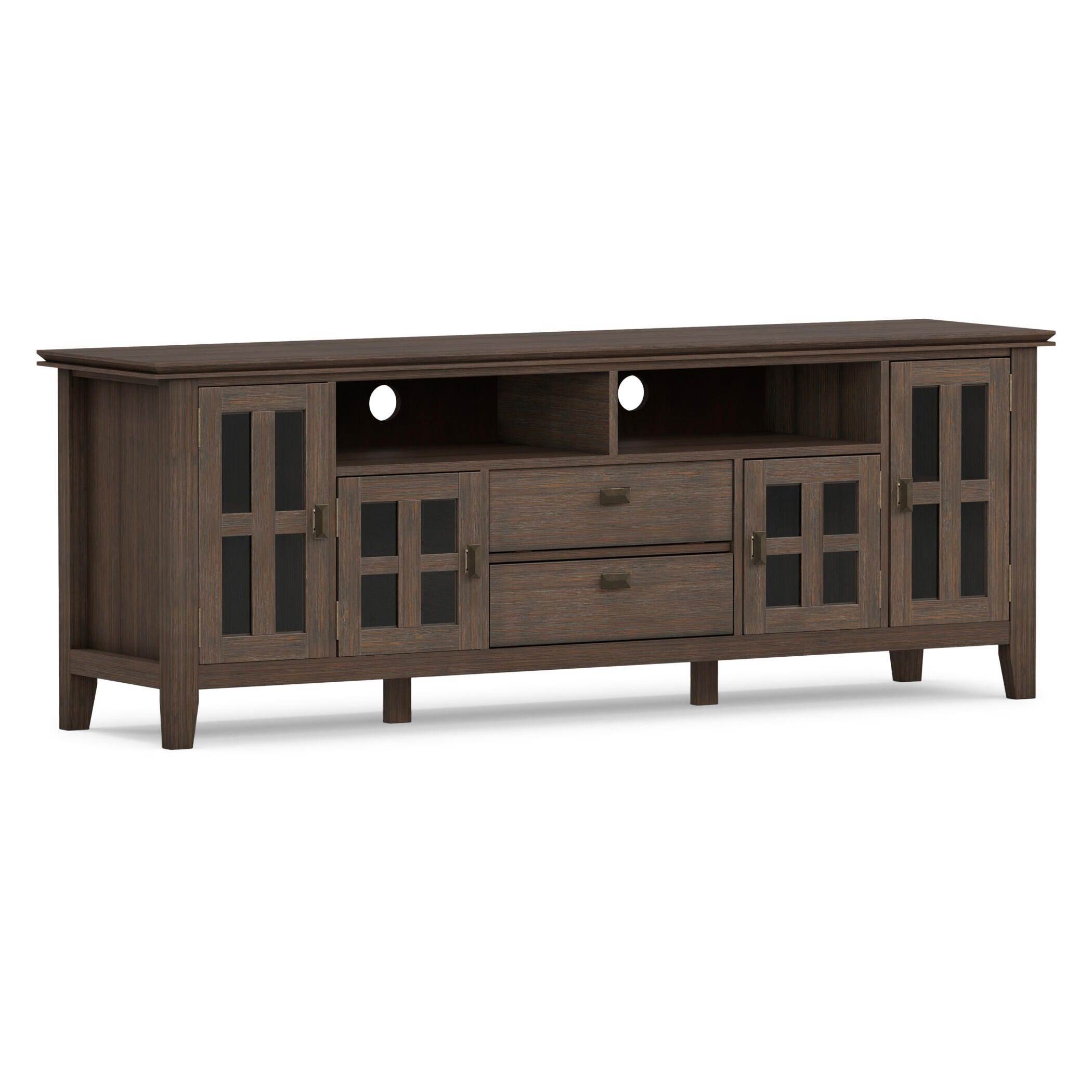 Artisan Solid Wood 72" Contemporary TV Stand, Brown, large