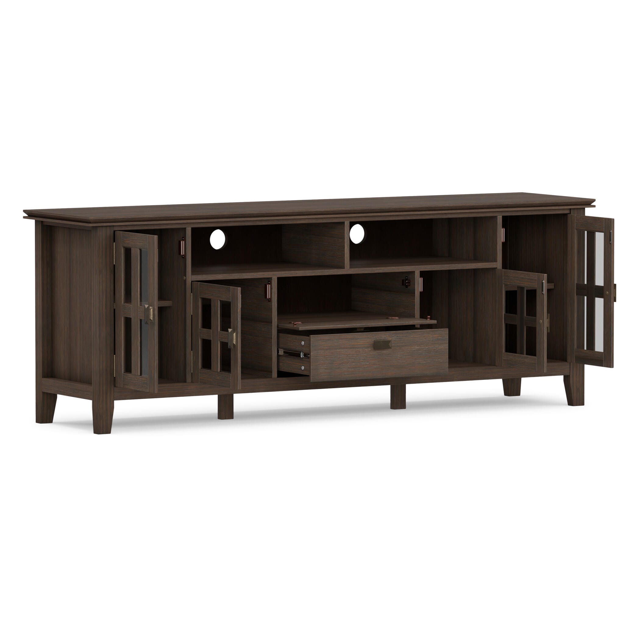 Artisan Solid Wood 72" Contemporary TV Stand, Brown, large