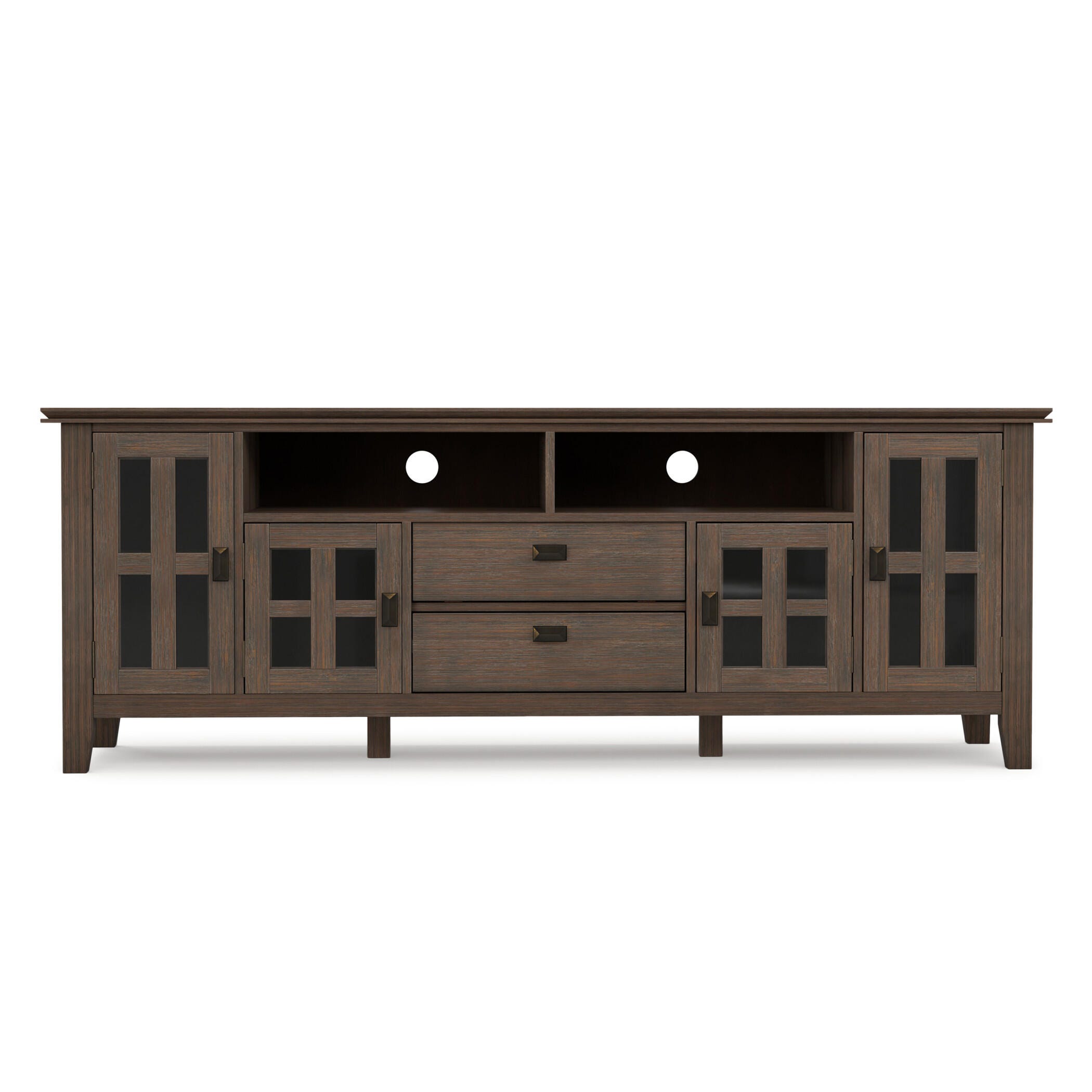 Artisan Solid Wood 72" Contemporary TV Stand, Brown, large
