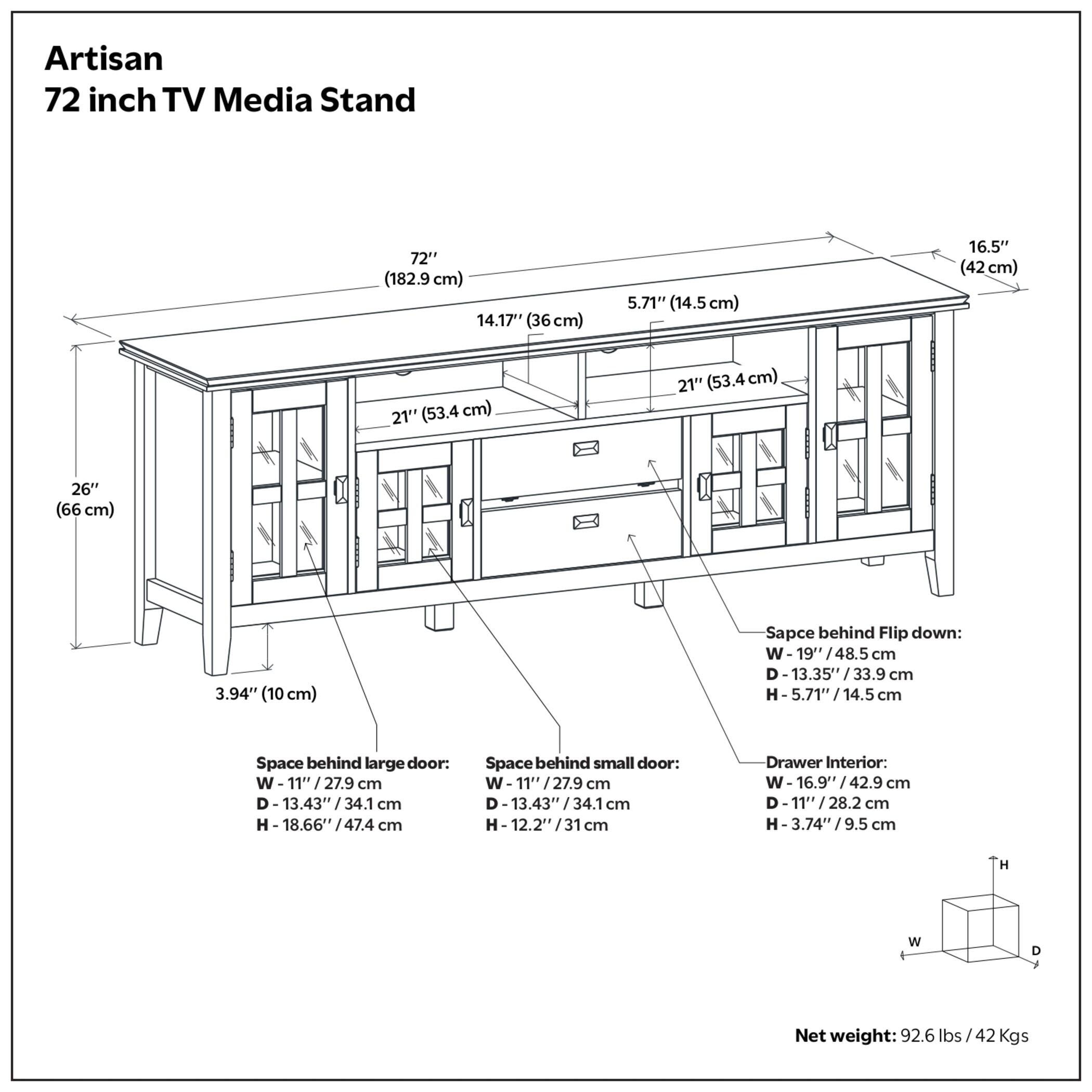 Artisan Solid Wood 72" Contemporary TV Stand, Brown, large