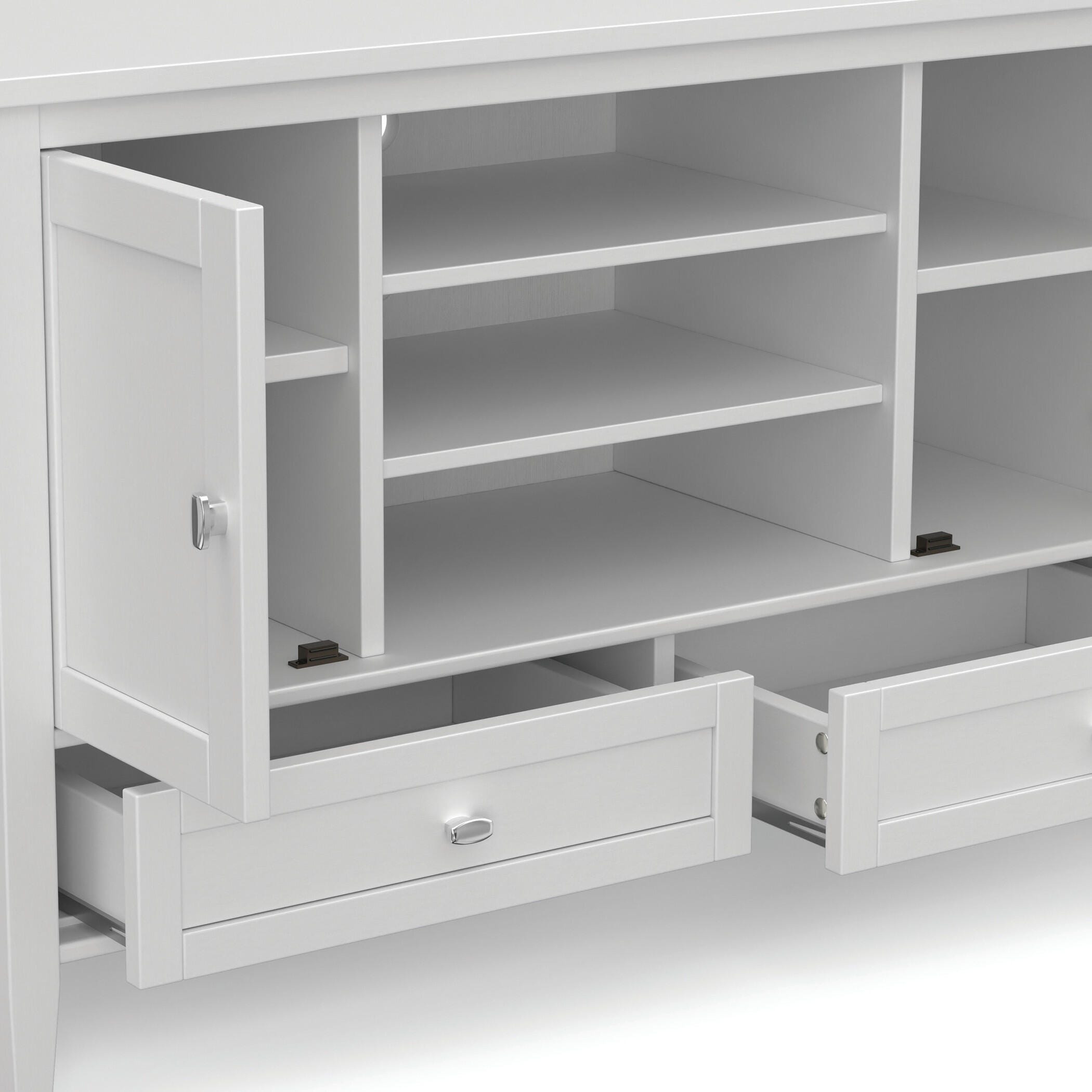 Solid Wood 47" Rustic TV Stand, White, large