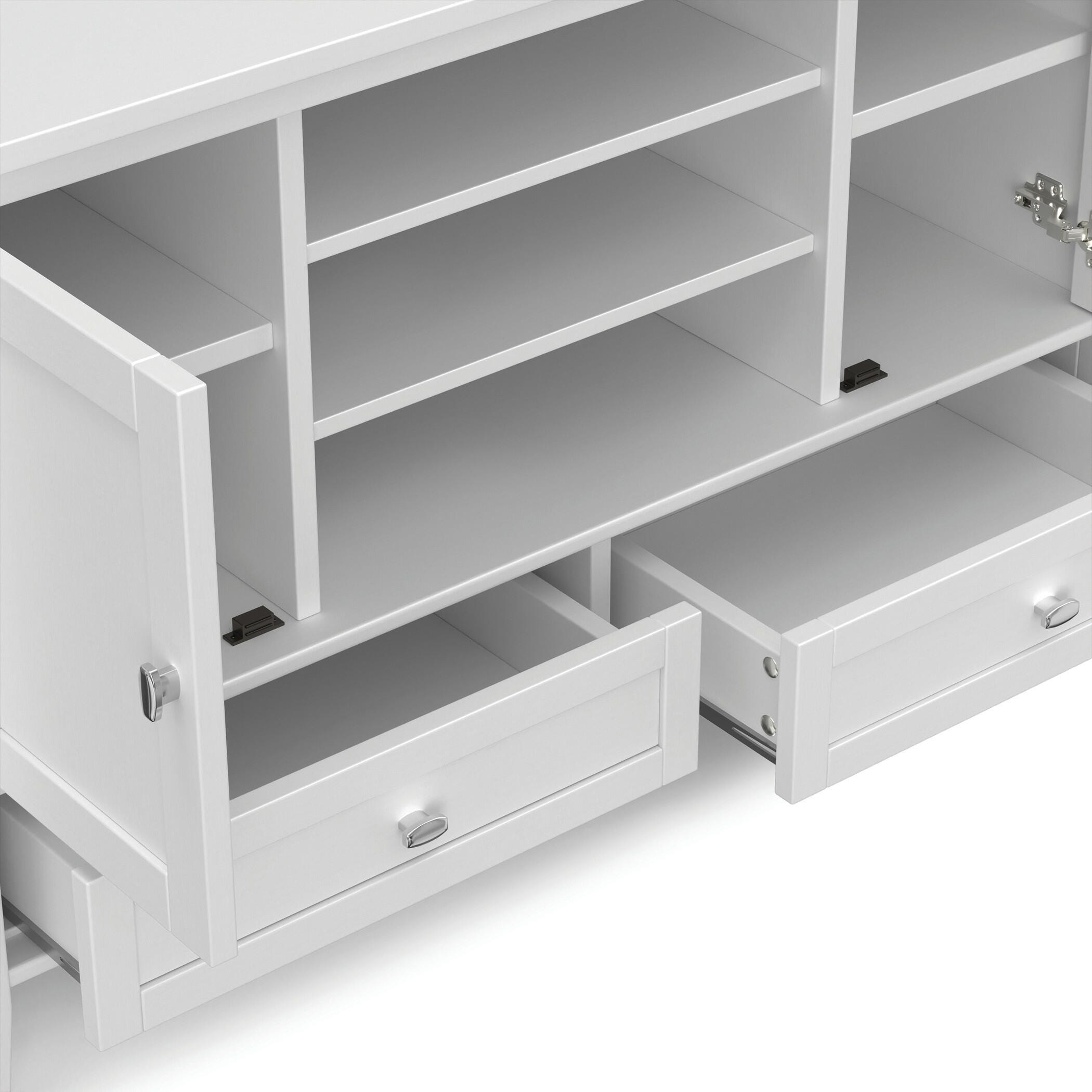 Solid Wood 47" Rustic TV Stand, White, large