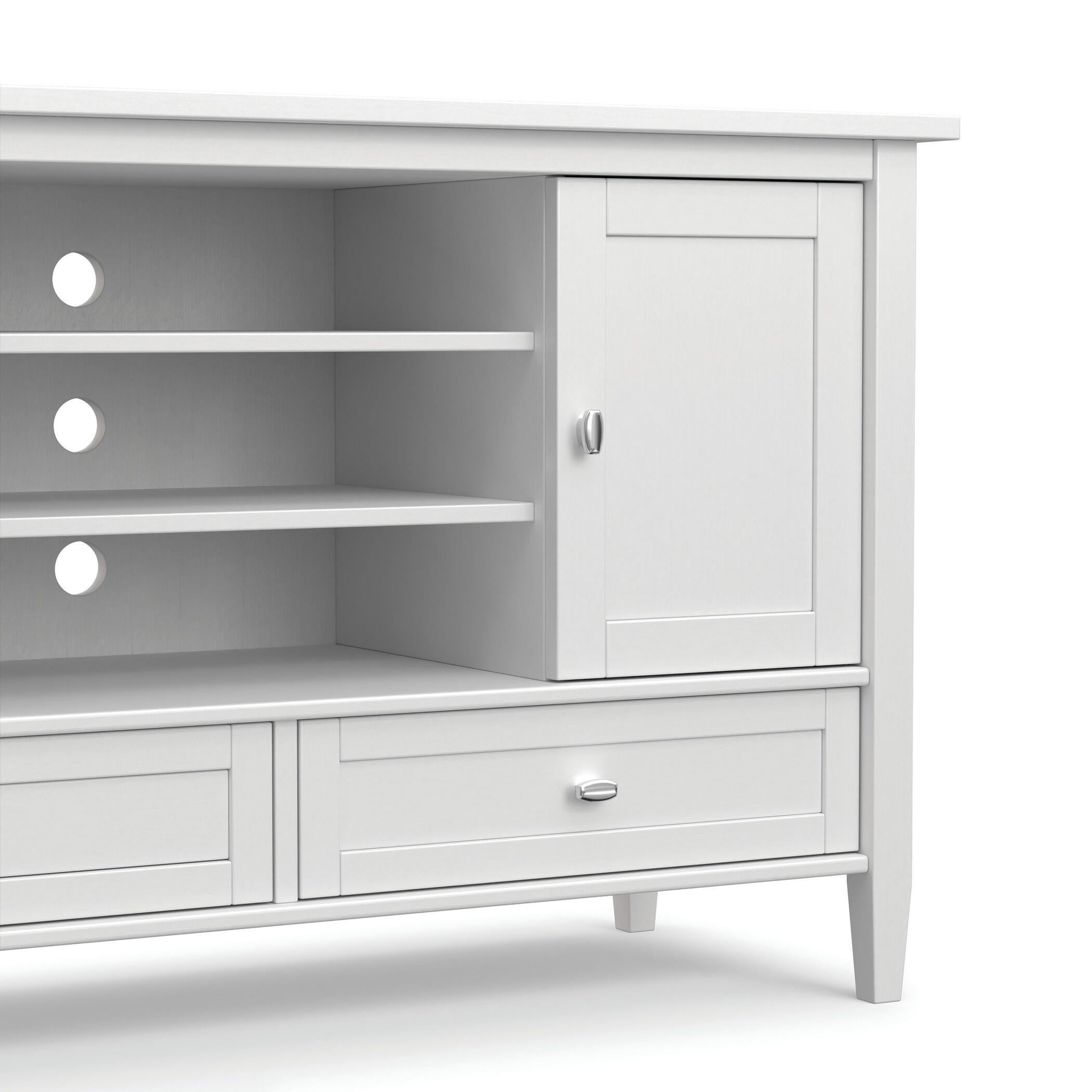 Solid Wood 47" Rustic TV Stand, White, large