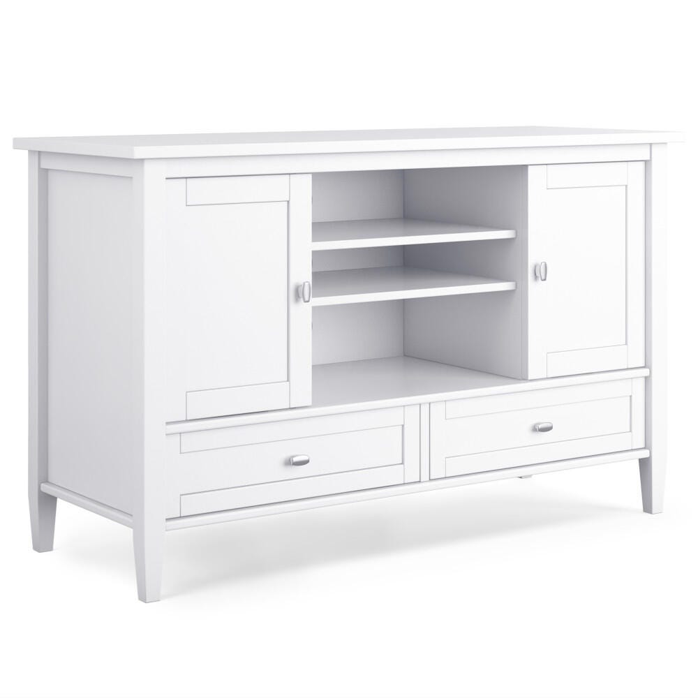 Solid Wood 47" Rustic TV Stand, White, large