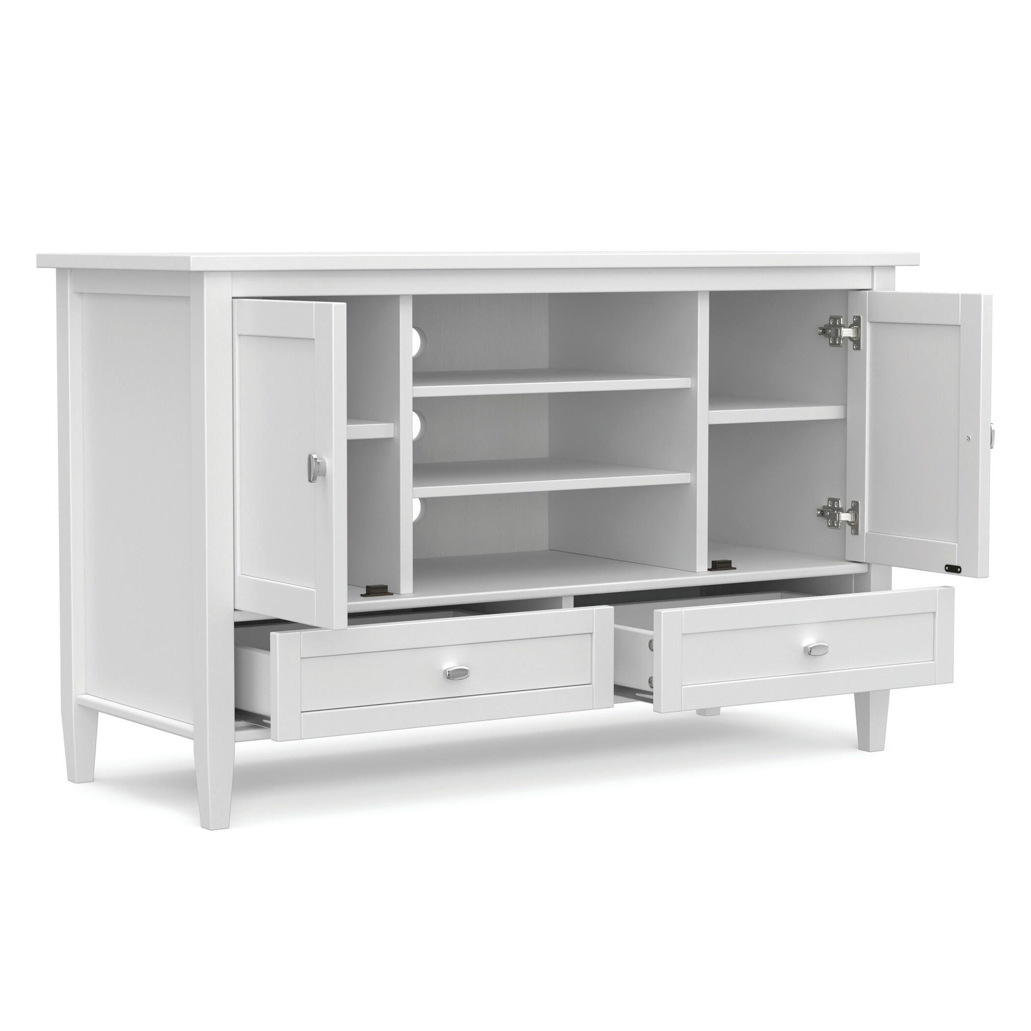 Solid Wood 47" Rustic TV Stand, White, large