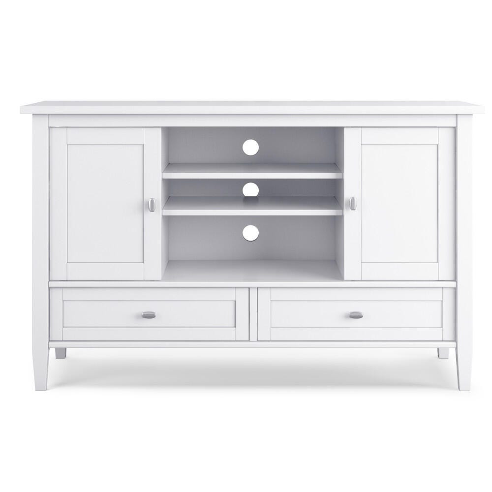 Solid Wood 47" Rustic TV Stand, White, large