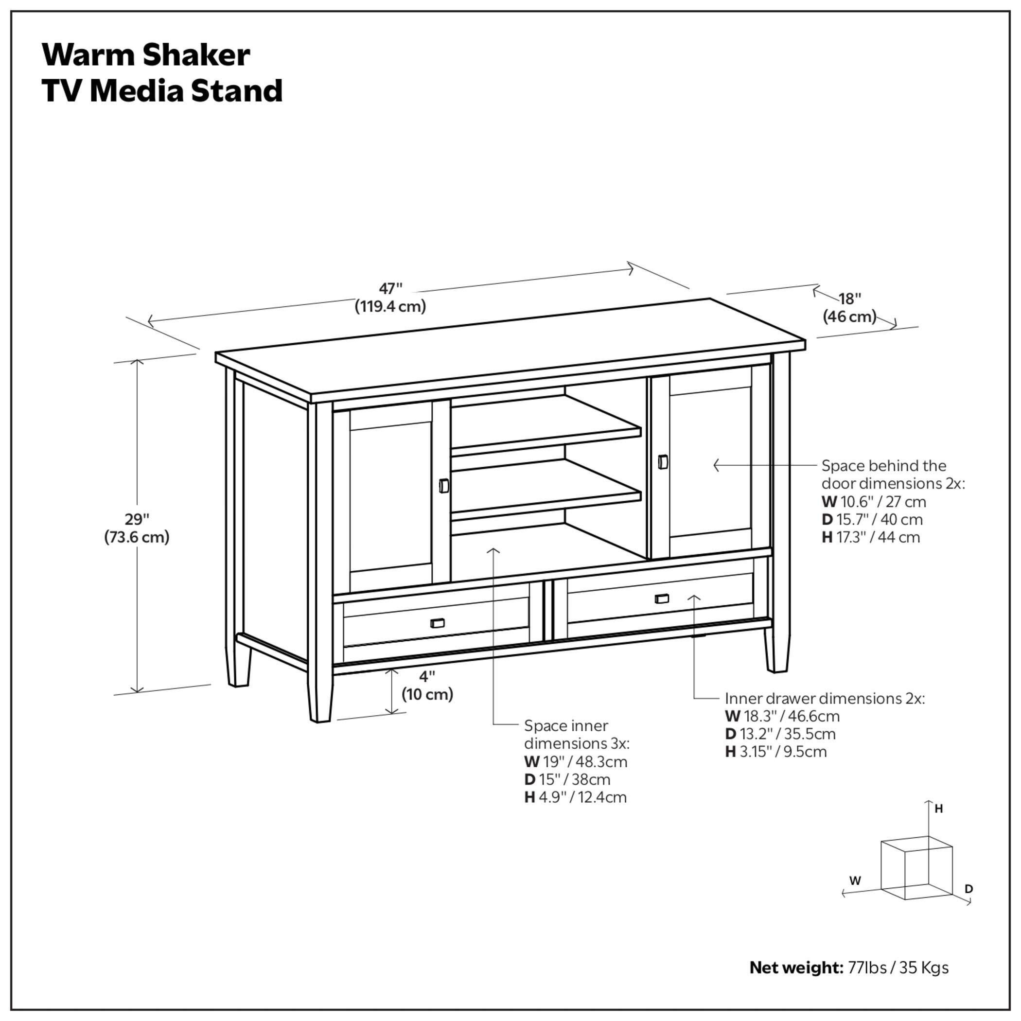 Solid Wood 47" Rustic TV Stand, White, large