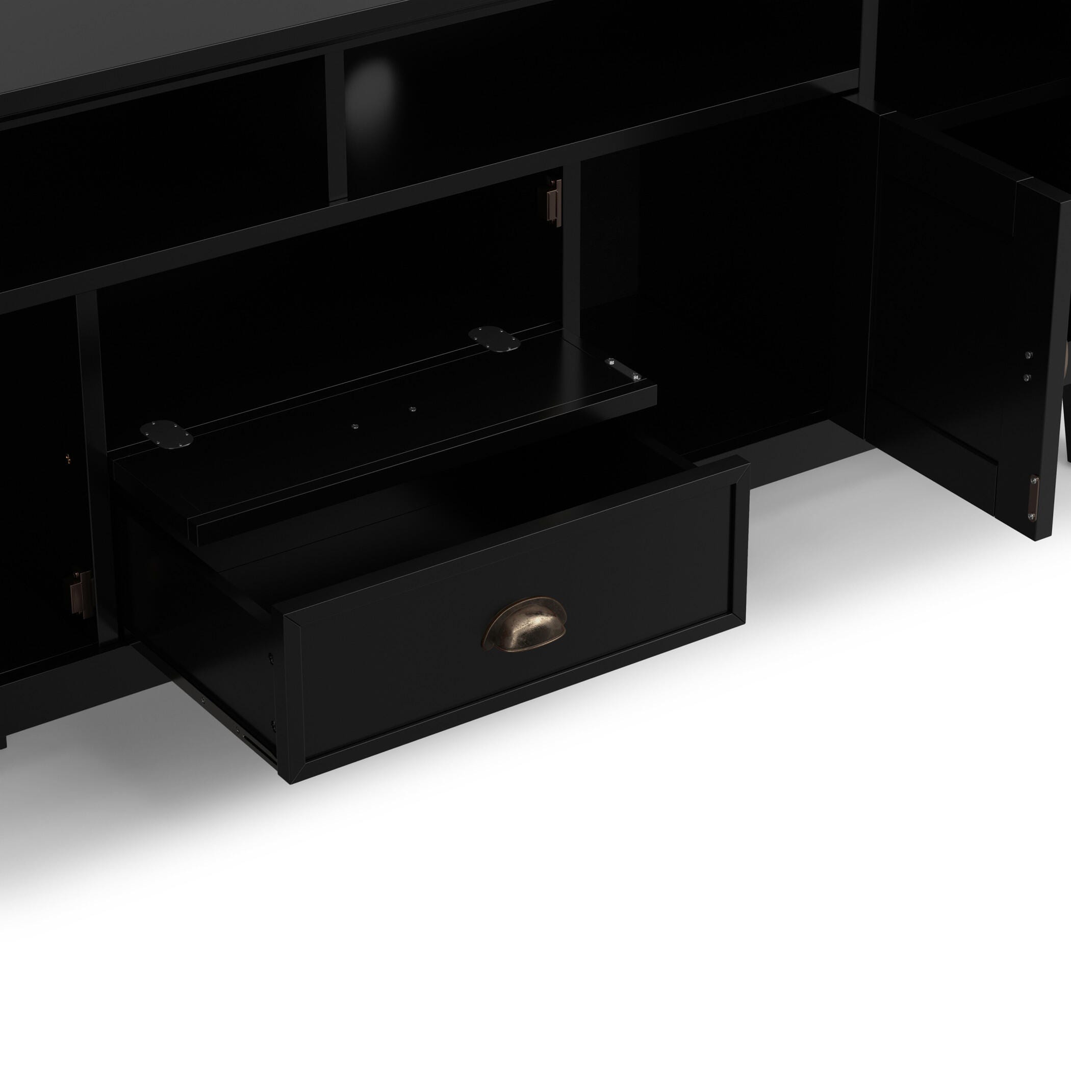 Redmond Solid Wood 72" Rustic TV Stand, Black, large
