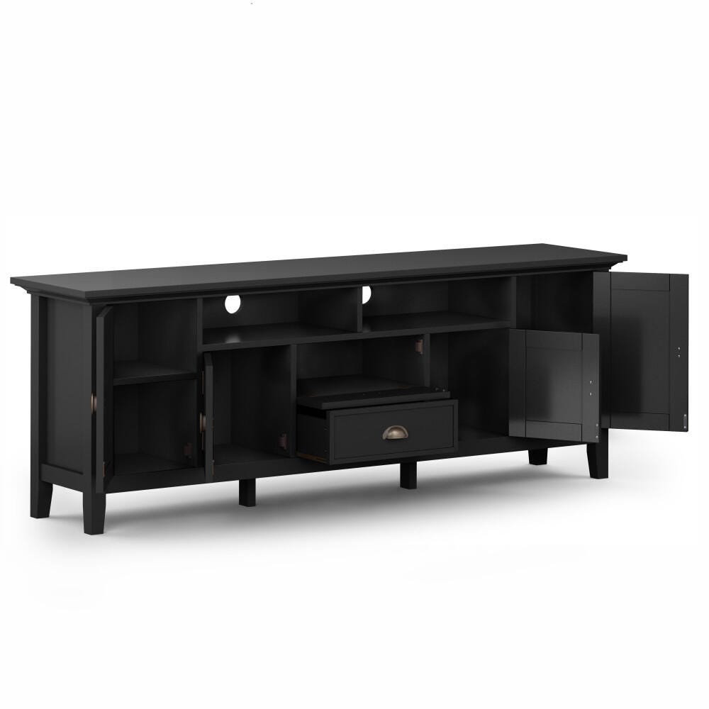 Redmond Solid Wood 72" Rustic TV Stand, Black, large