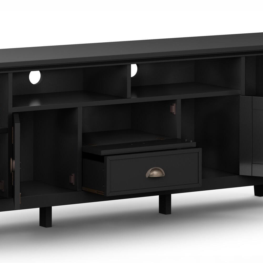 Redmond Solid Wood 72" Rustic TV Stand, Black, large