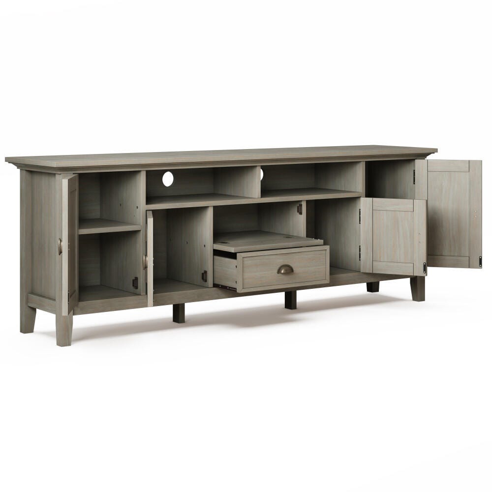 Redmond Solid Wood 72" Rustic TV Stand, Gray, large
