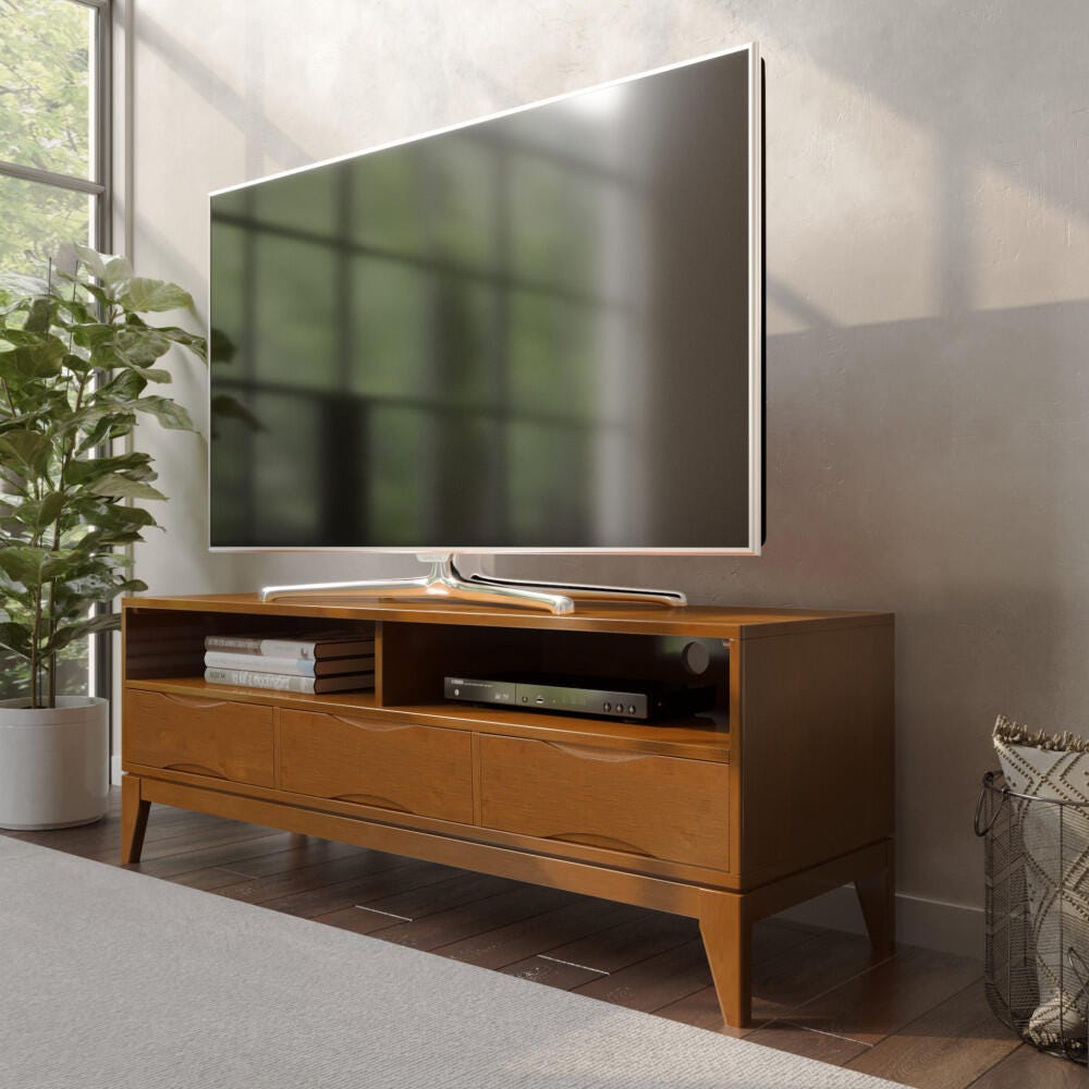 Harper 60" Mid Century Modern TV Stand, Brown, rollover