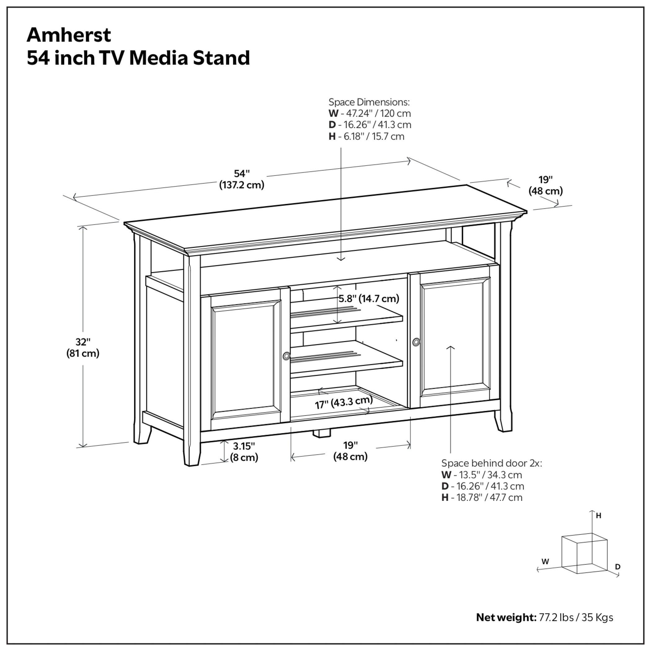 Amherst Solid Wood 54" Transitional TV Stand, , large