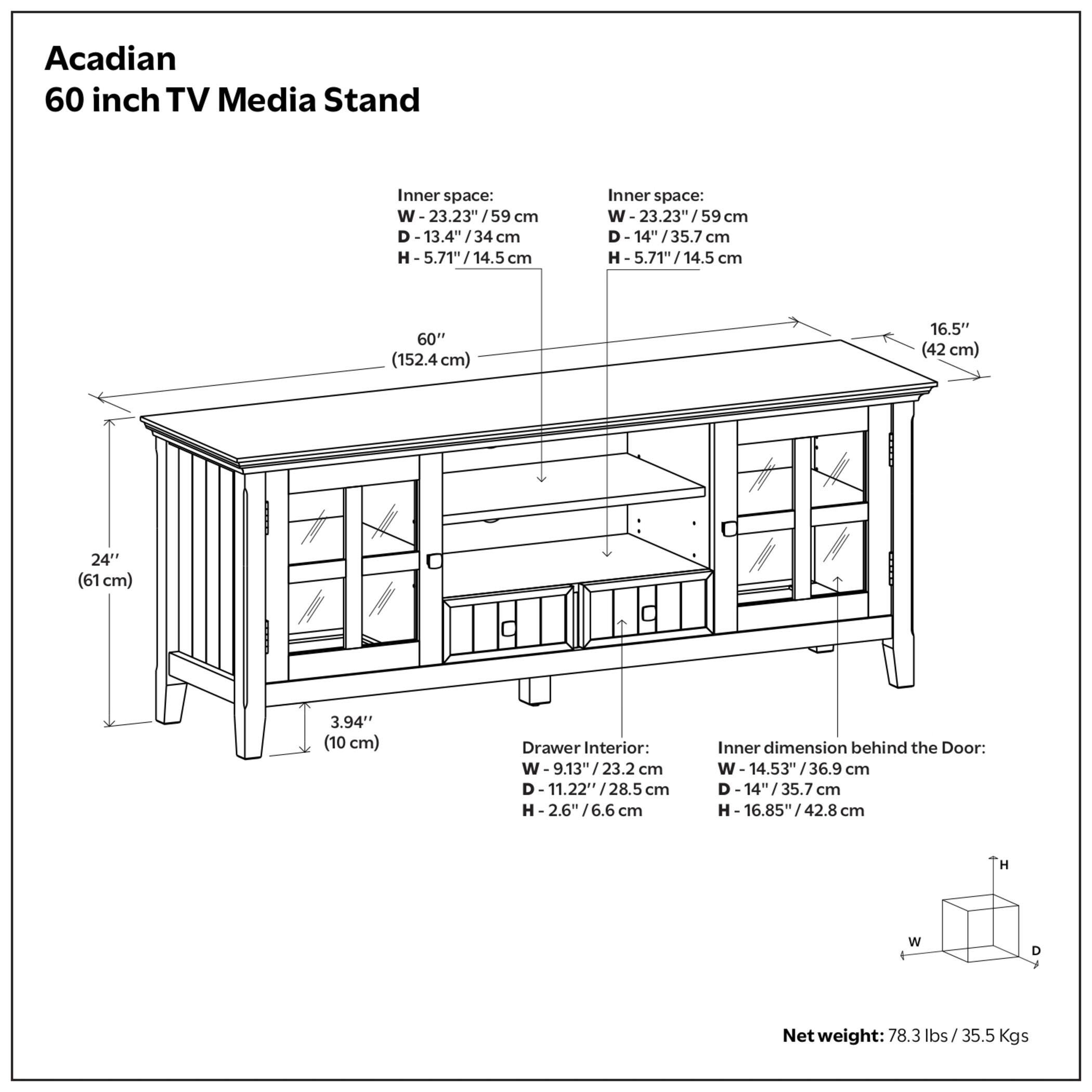 Acadian 60" Rustic TV Stand, Black, large