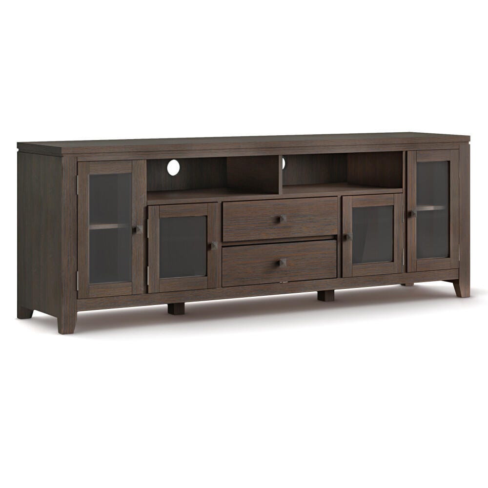 Cosmopolitan Solid Wood 72" Contemporary TV Stand, Brown, large