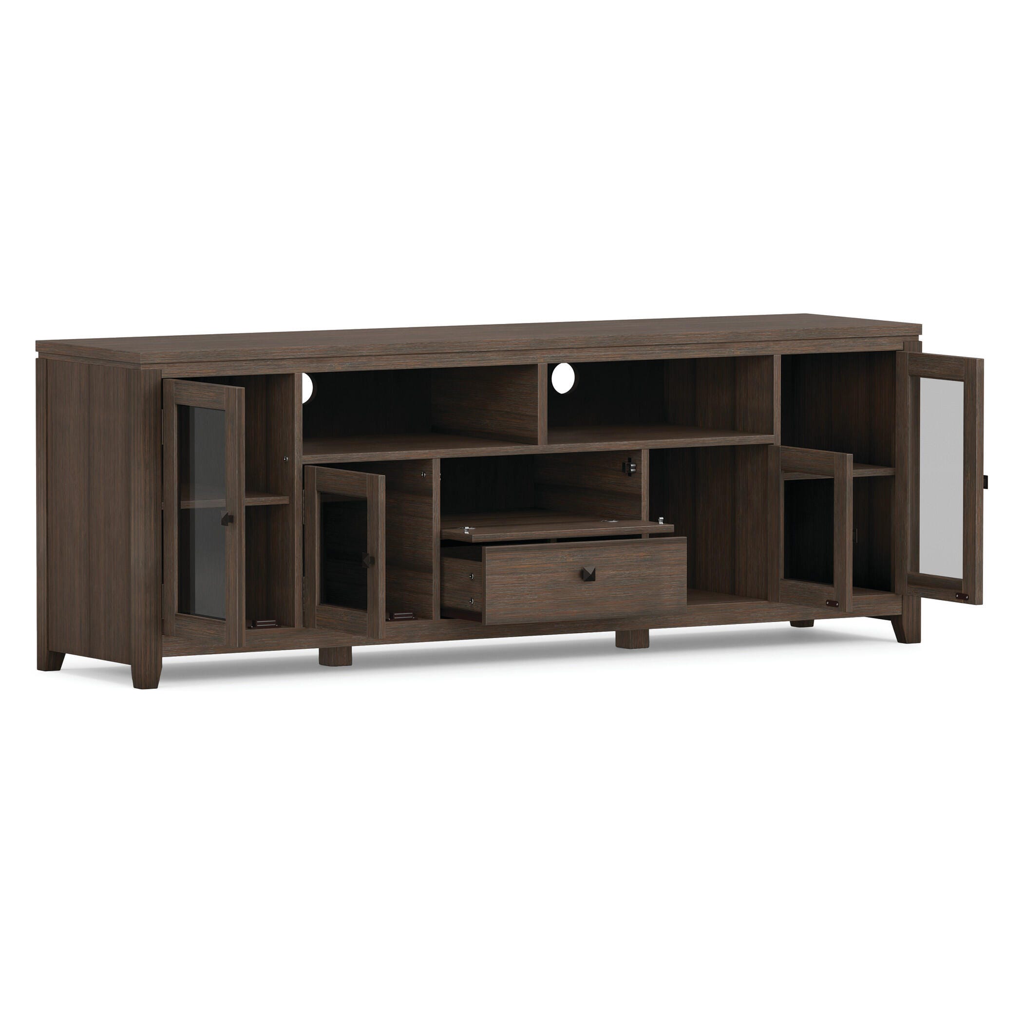 Cosmopolitan Solid Wood 72" Contemporary TV Stand, Brown, large