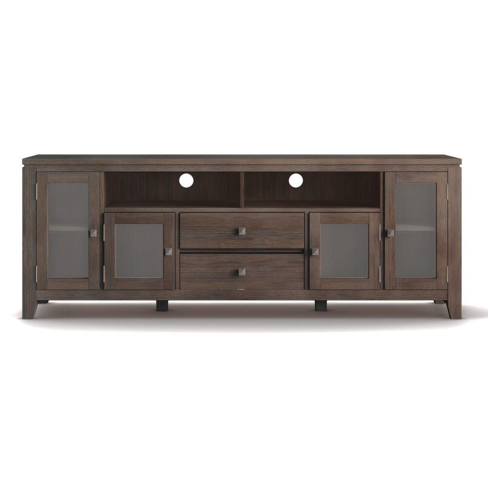 Cosmopolitan Solid Wood 72" Contemporary TV Stand, Brown, large