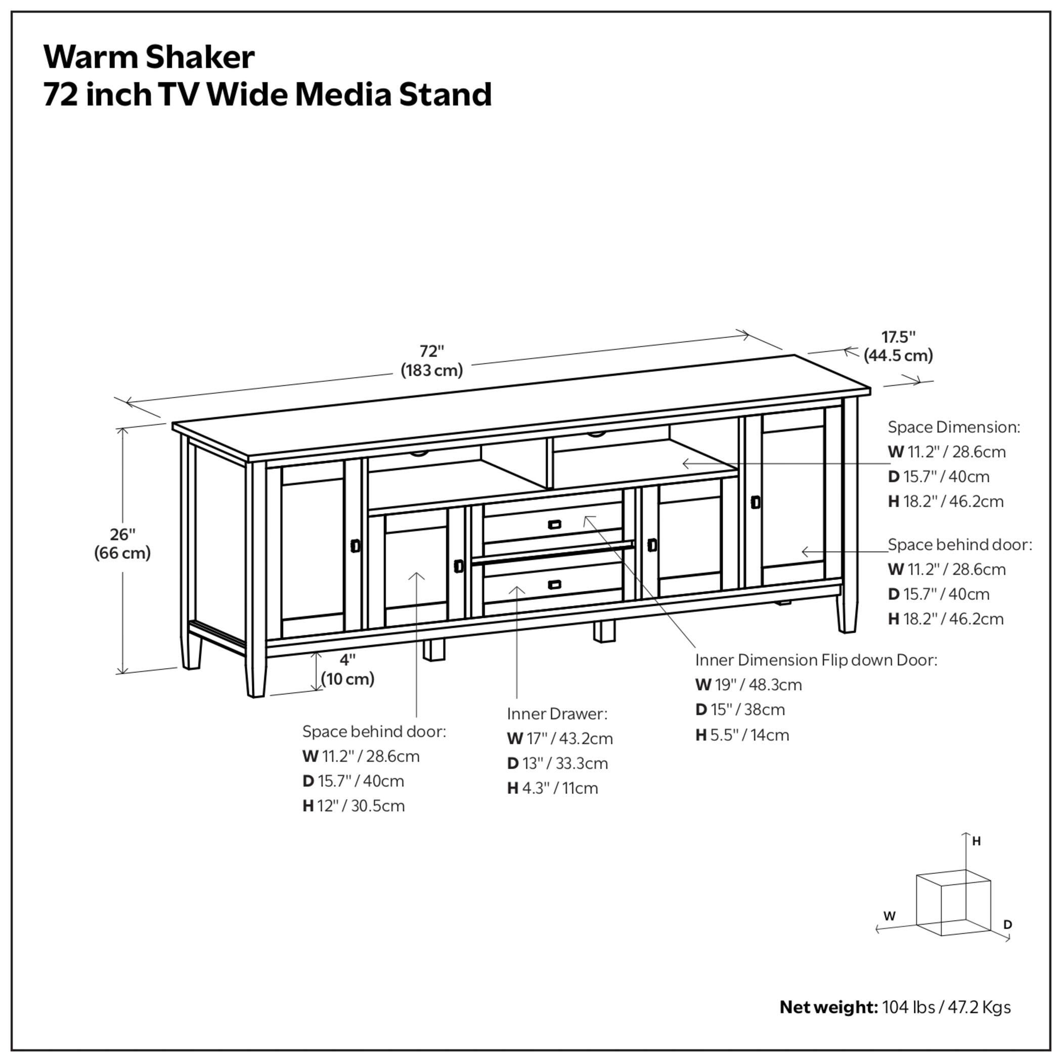 Rustic 72" TV Stand, White, large