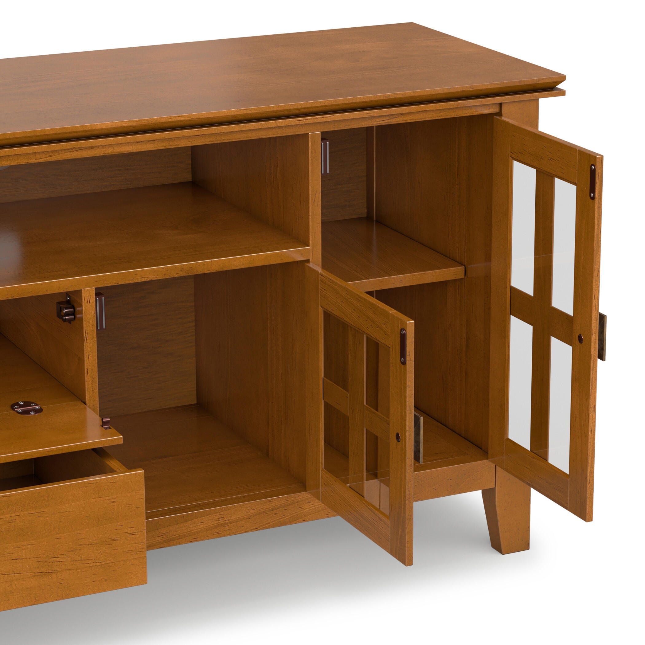 Artisan Solid Wood 72" Contemporary TV Stand, Light Brown, large