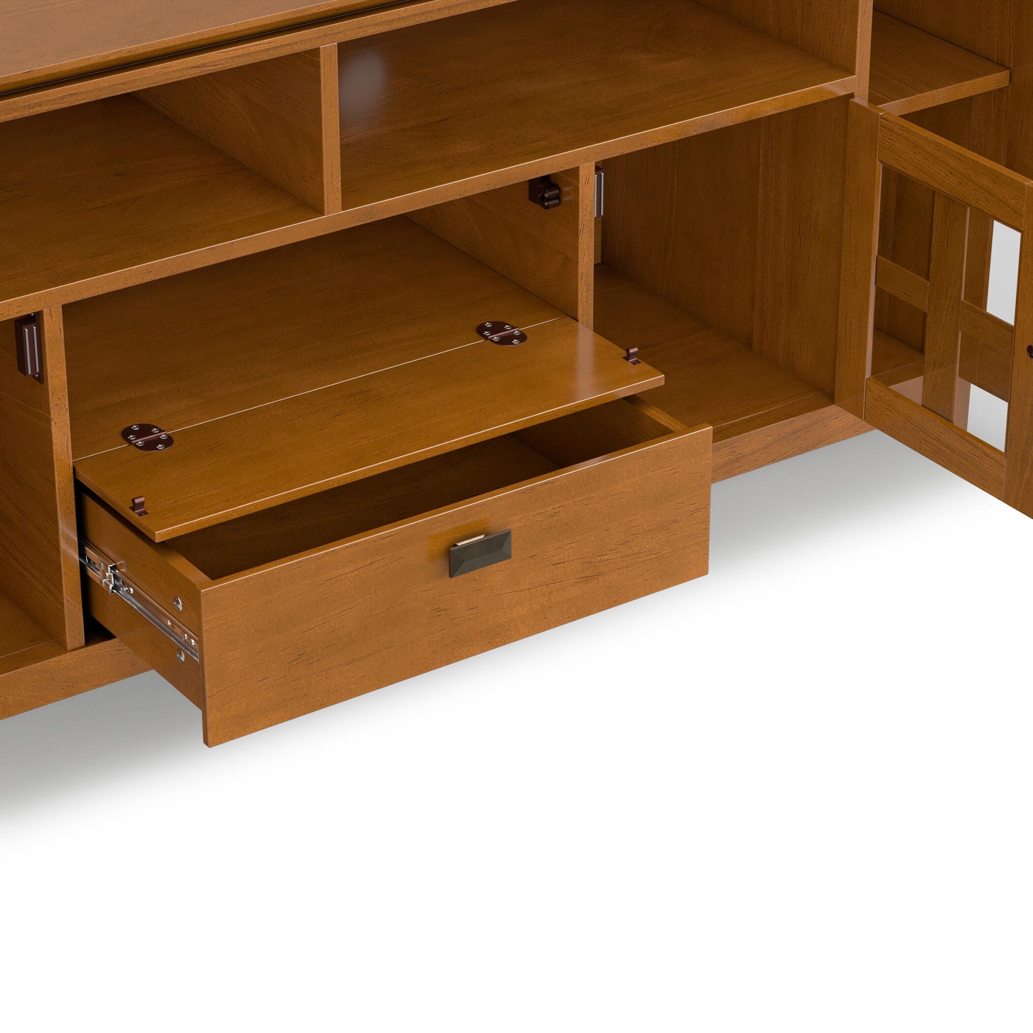 Artisan Solid Wood 72" Contemporary TV Stand, Light Brown, large