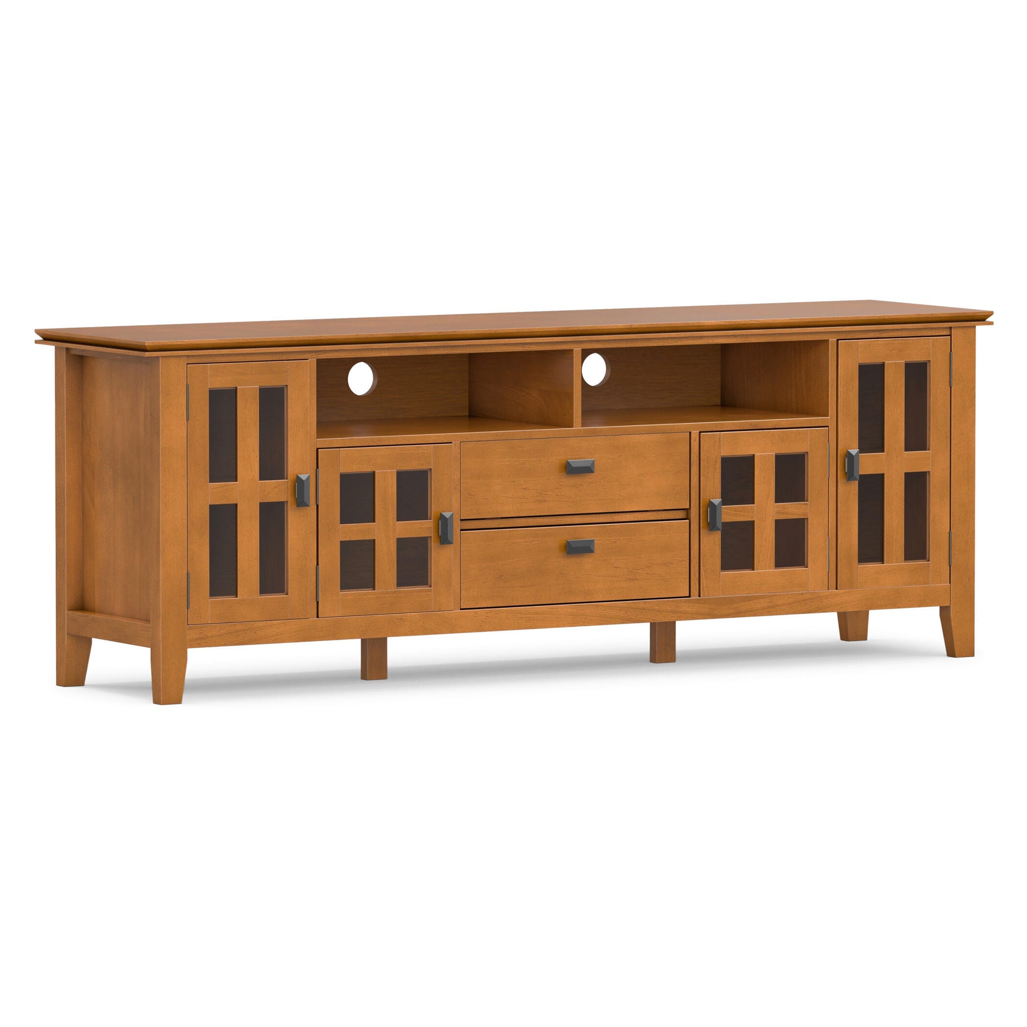 Artisan Solid Wood 72" Contemporary TV Stand, Light Brown, large