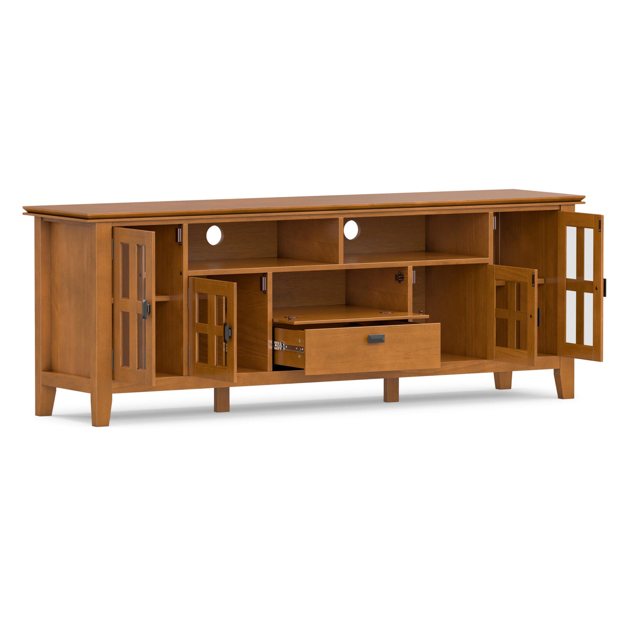 Artisan Solid Wood 72" Contemporary TV Stand, Light Brown, large