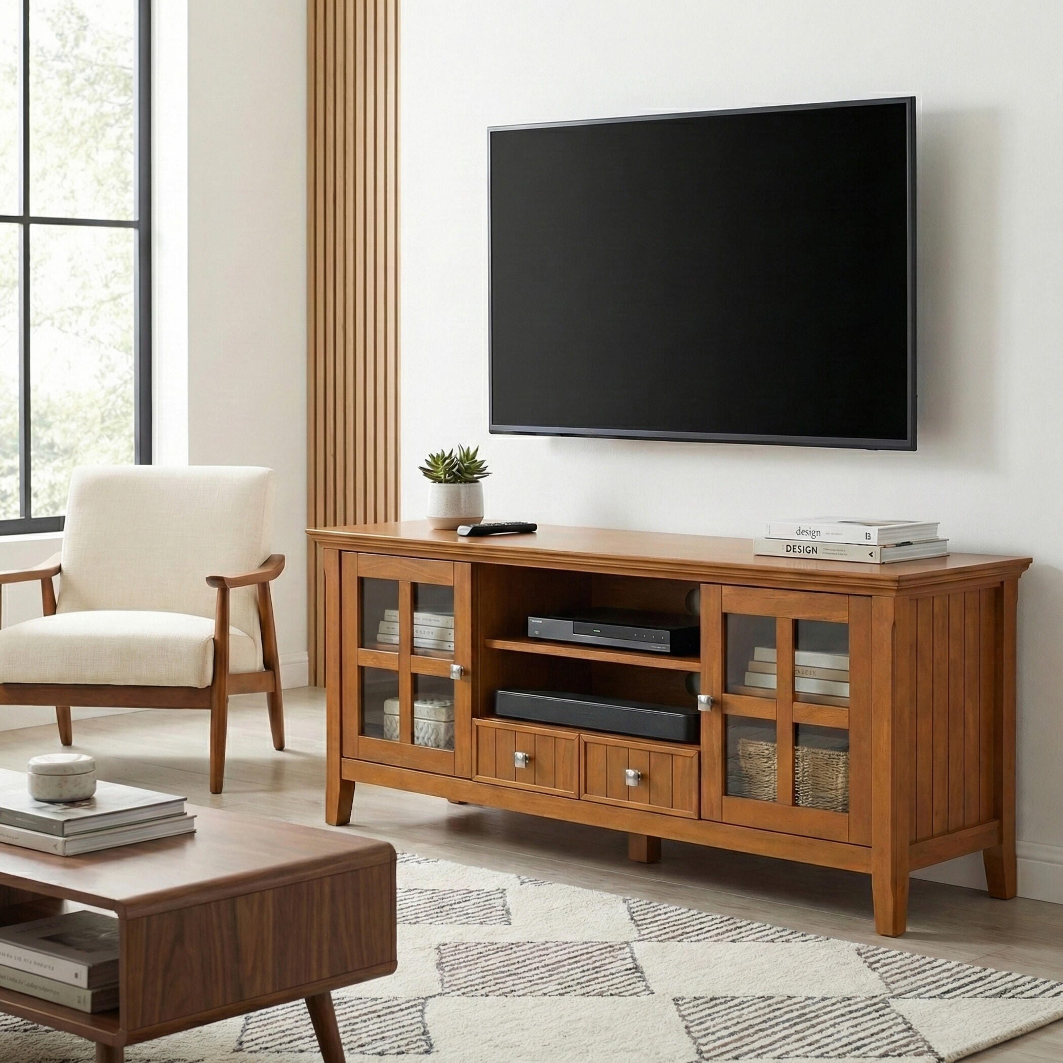 Acadian Solid Wood 60" Rustic TV Stand, Brown, large