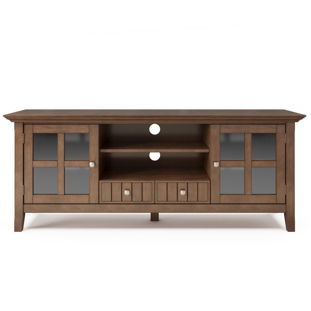 Acadian Solid Wood 60 inch Wide Rustic TV Media Stand in Rustic Natural Aged Brown For TVs up to 65 inches, Rustic Brown, large