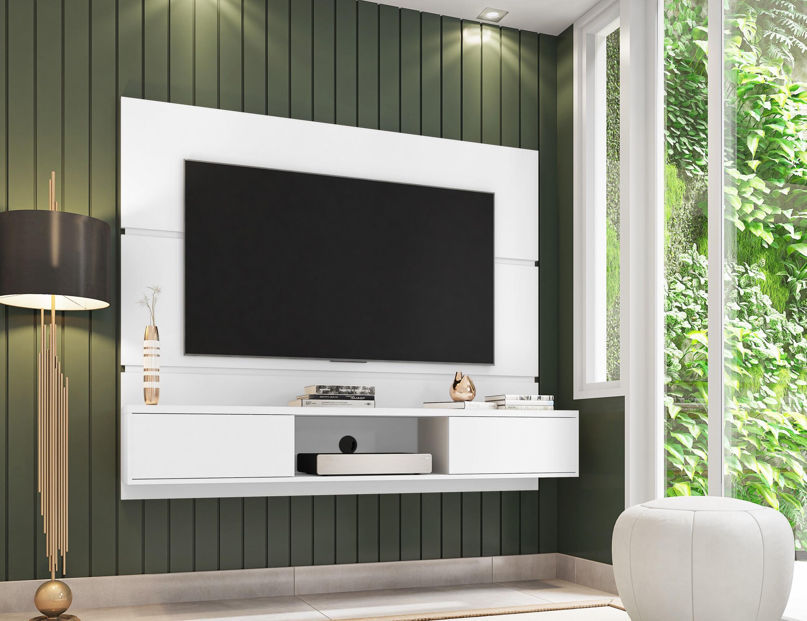 Manhattan Comfort Vernon Floating Entertainment Center, White, large