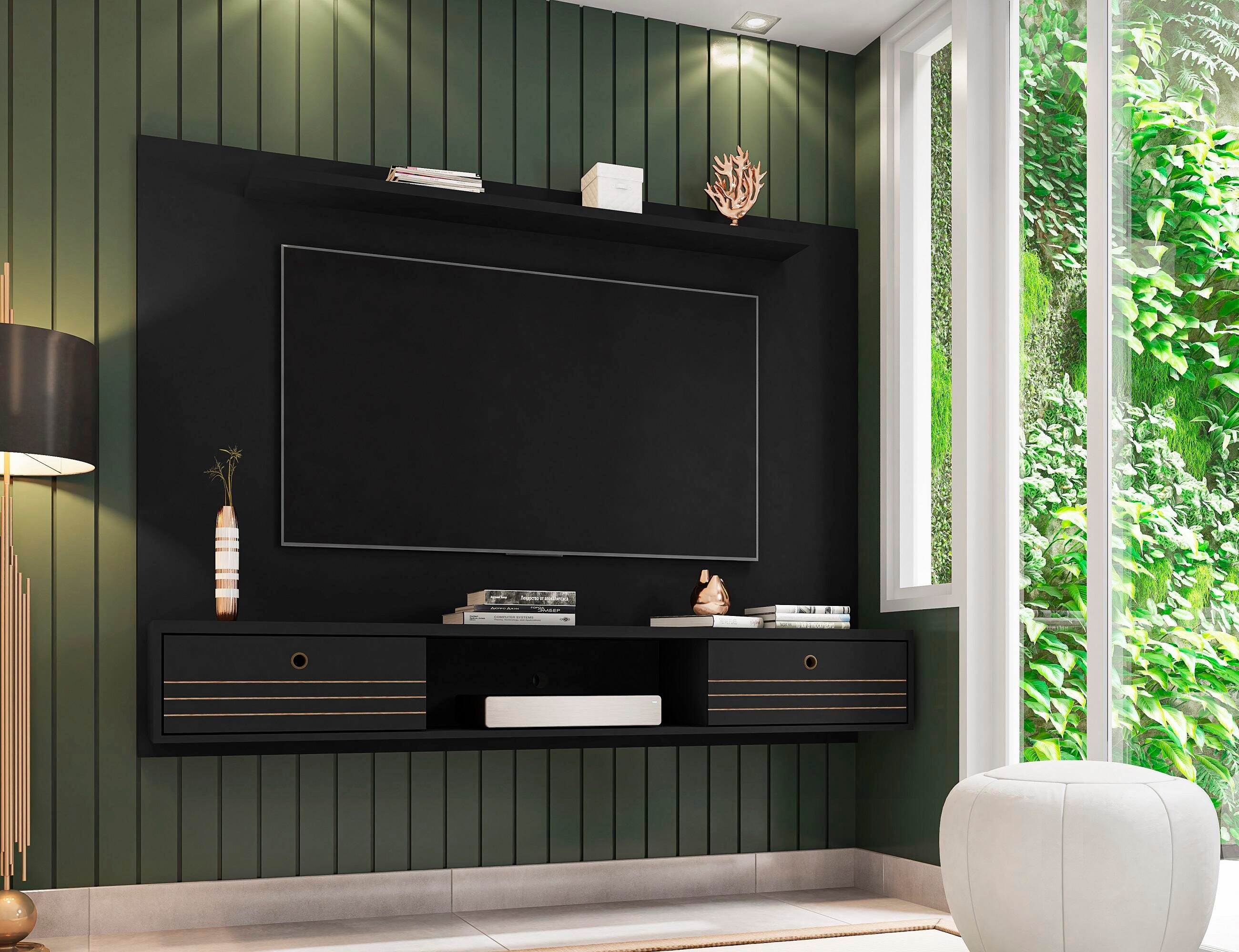 Manhattan Comfort Liberty Floating Entertainment Center, Black, rollover