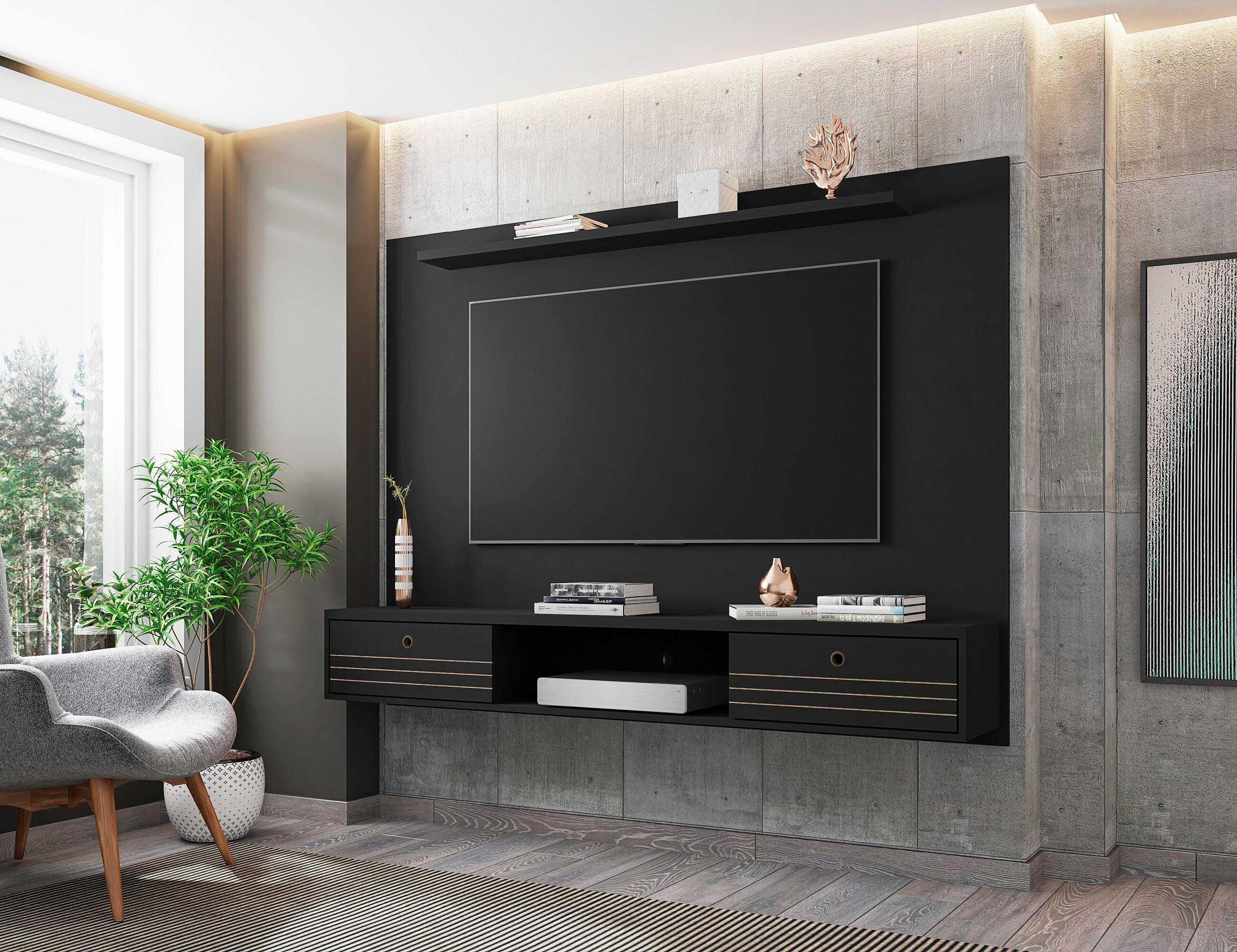 Manhattan Comfort Liberty Floating Entertainment Center, Black, large