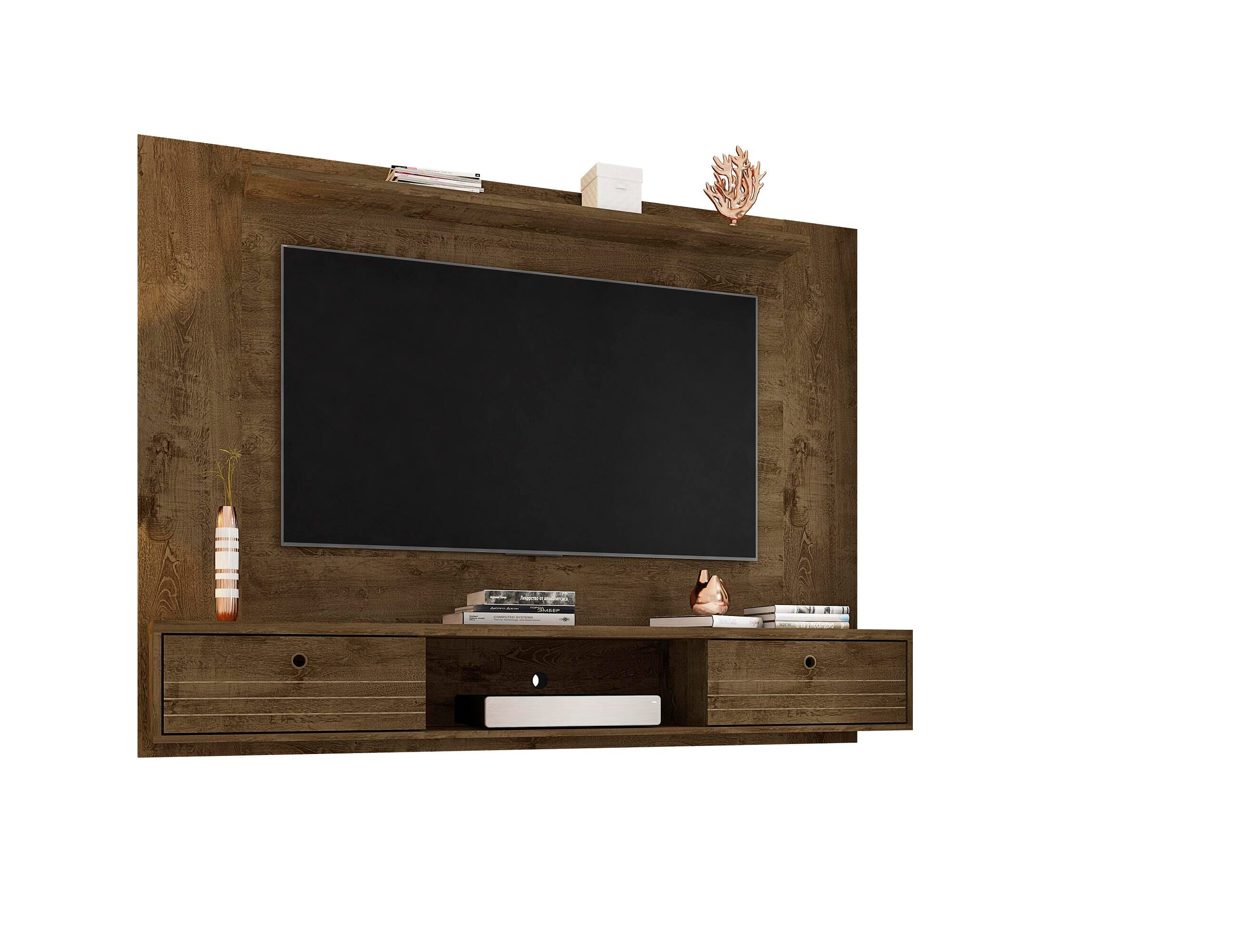 Manhattan Comfort Liberty Floating Entertainment Center, Brown, large