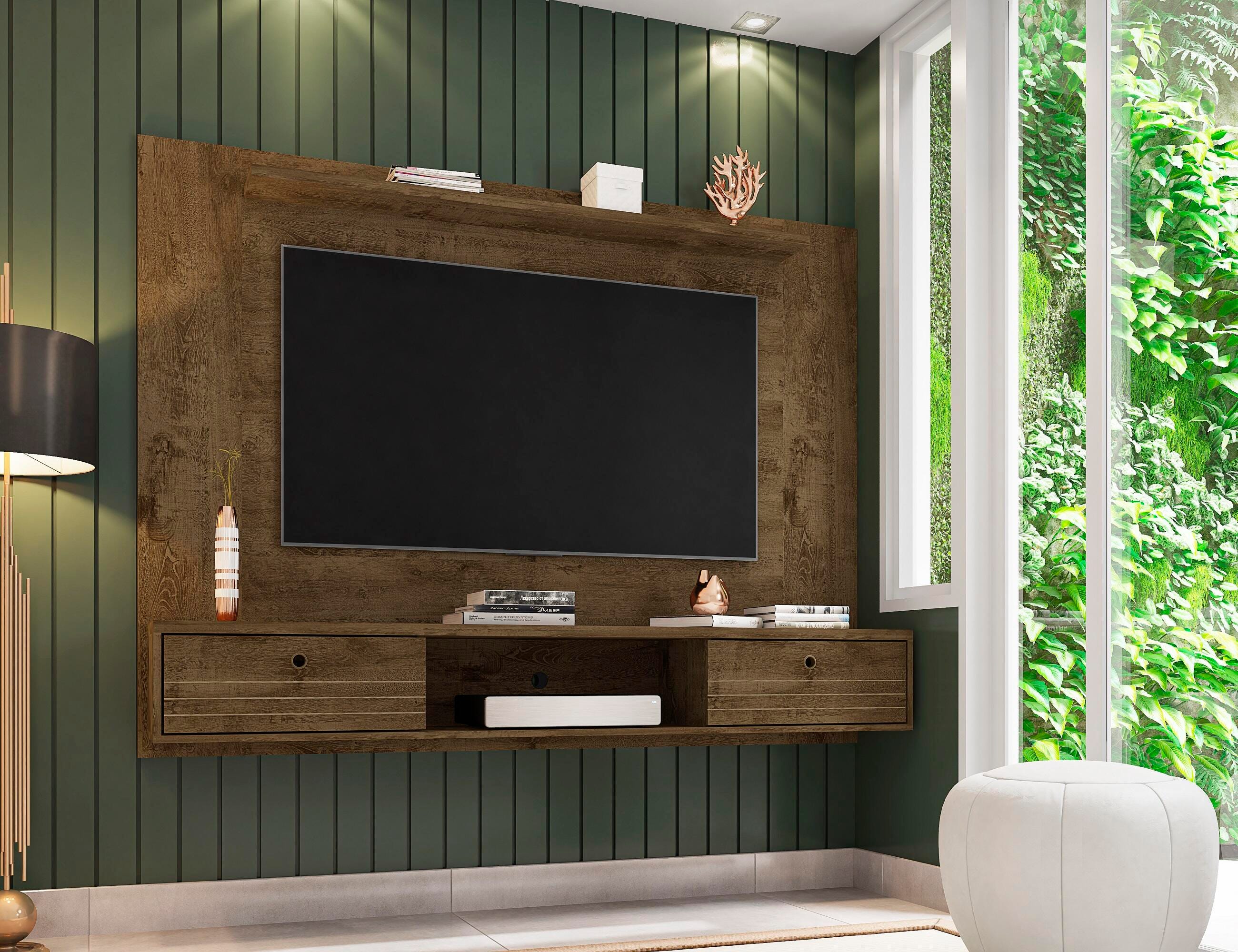 Manhattan Comfort Liberty Floating Entertainment Center, Brown, large