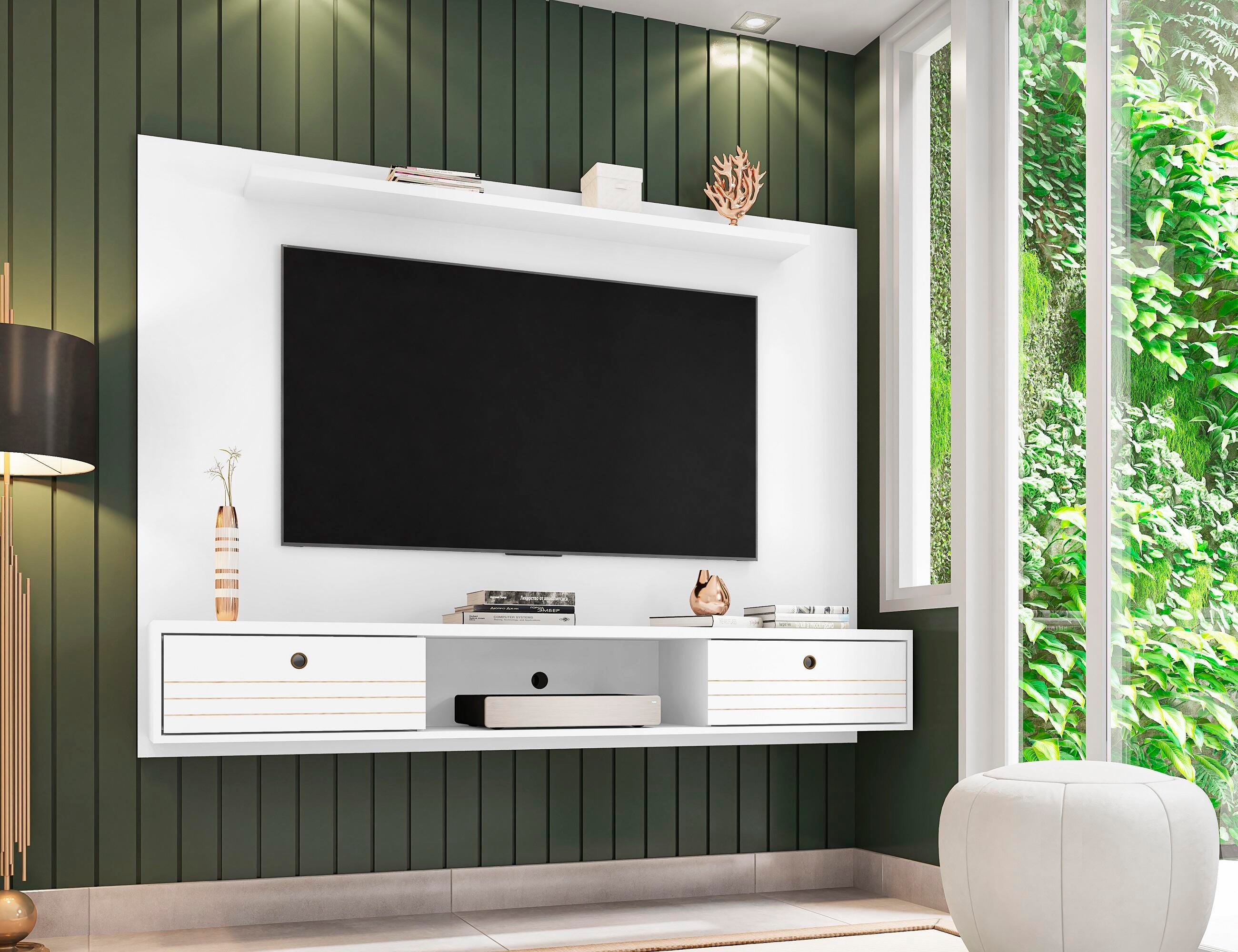 Manhattan Comfort Liberty Floating Entertainment Center, White, rollover