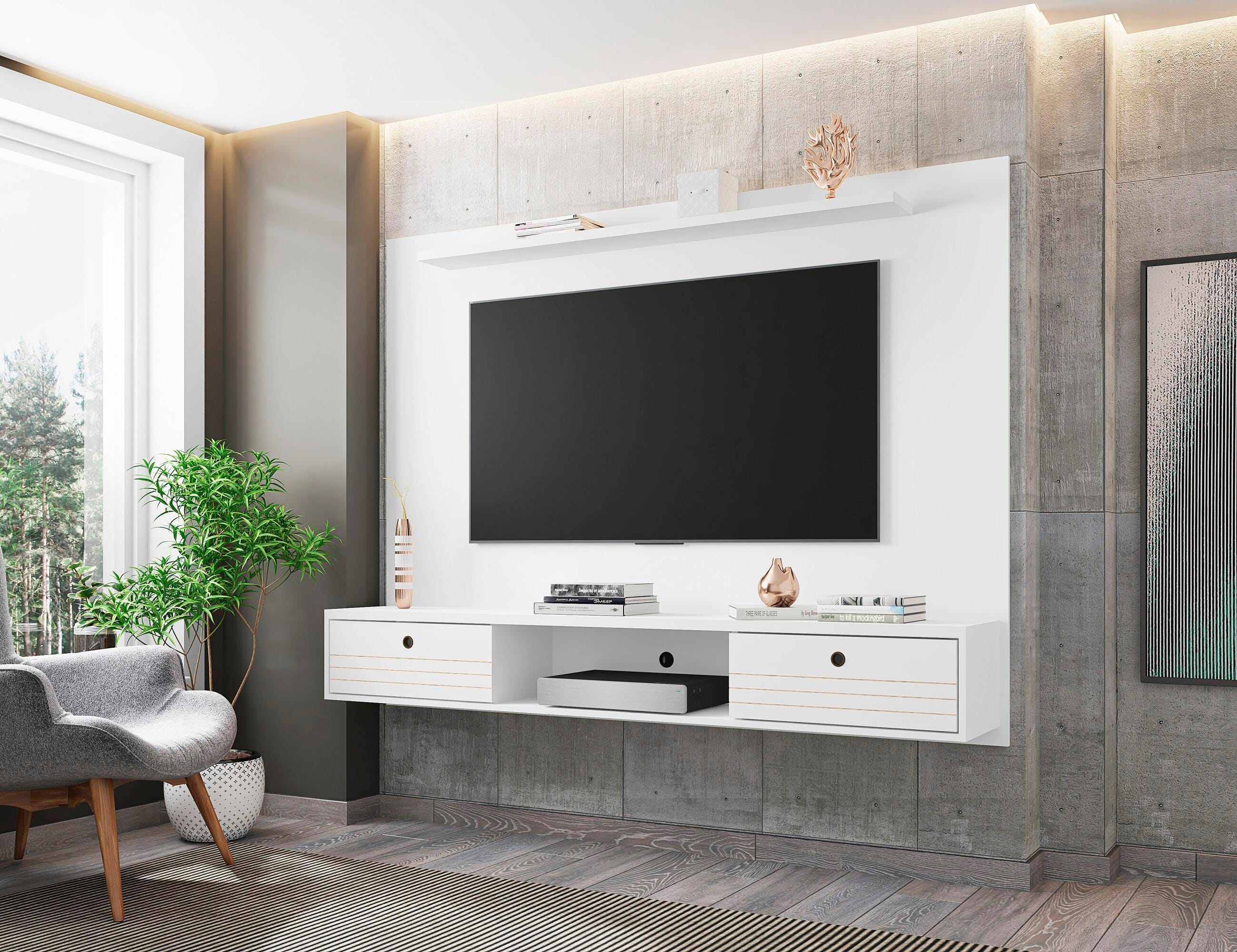 Manhattan Comfort Liberty Floating Entertainment Center, White, large